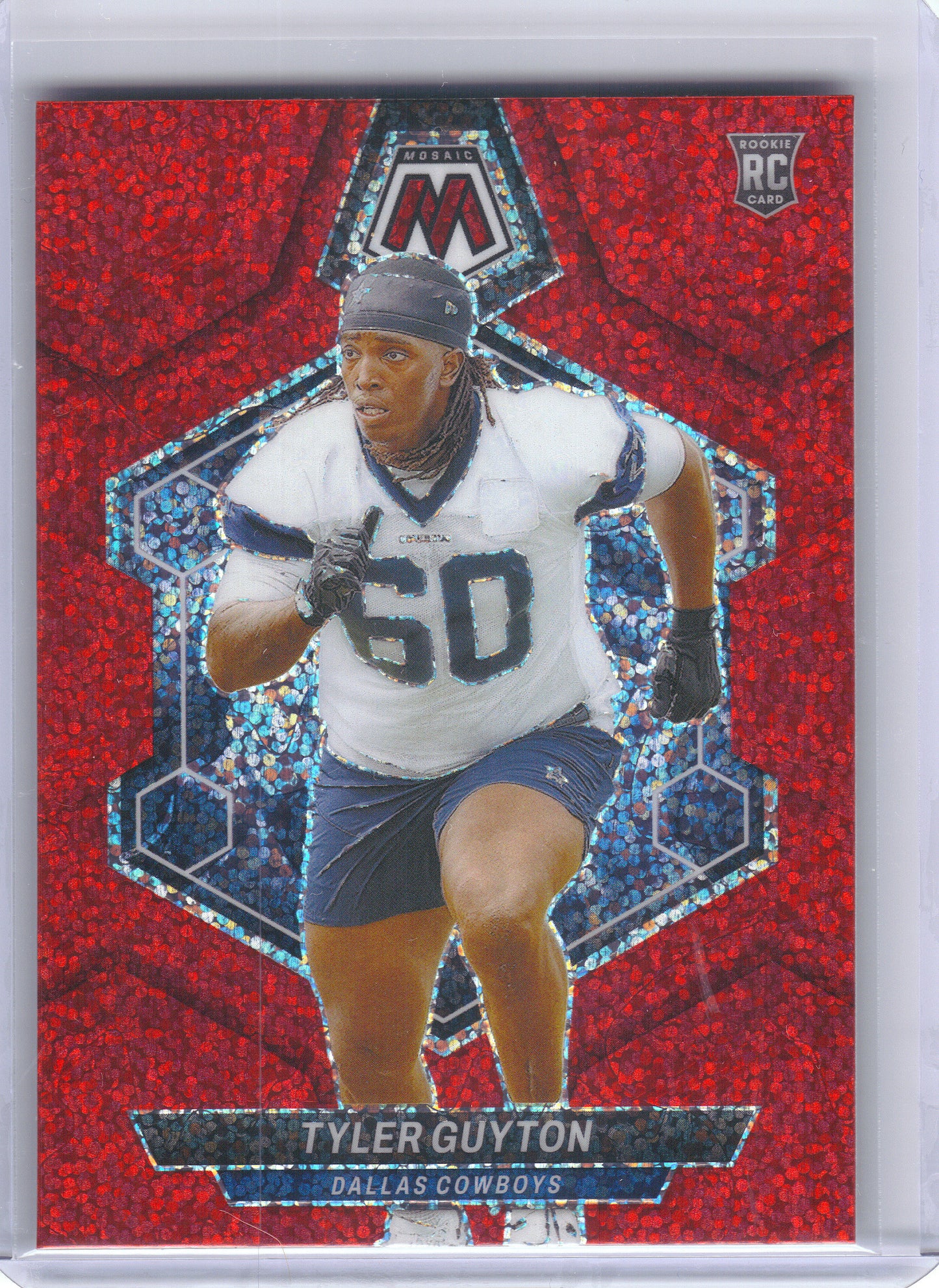 2024 Panini Mosaic #329 Tyler Guyton Red Sparkle Dallas Cowboys