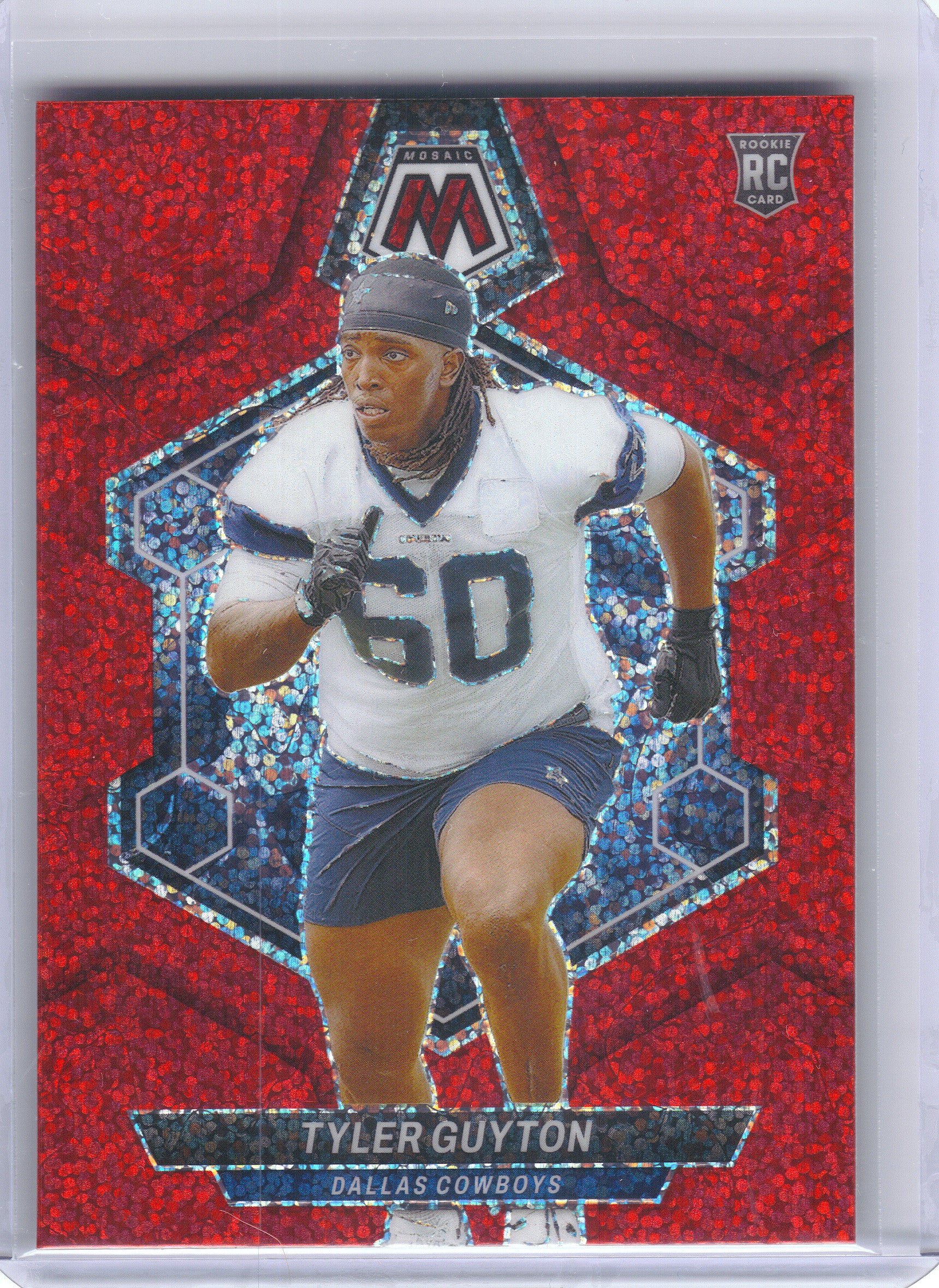 2024 Panini Mosaic #329 Tyler Guyton Red Sparkle Dallas Cowboys