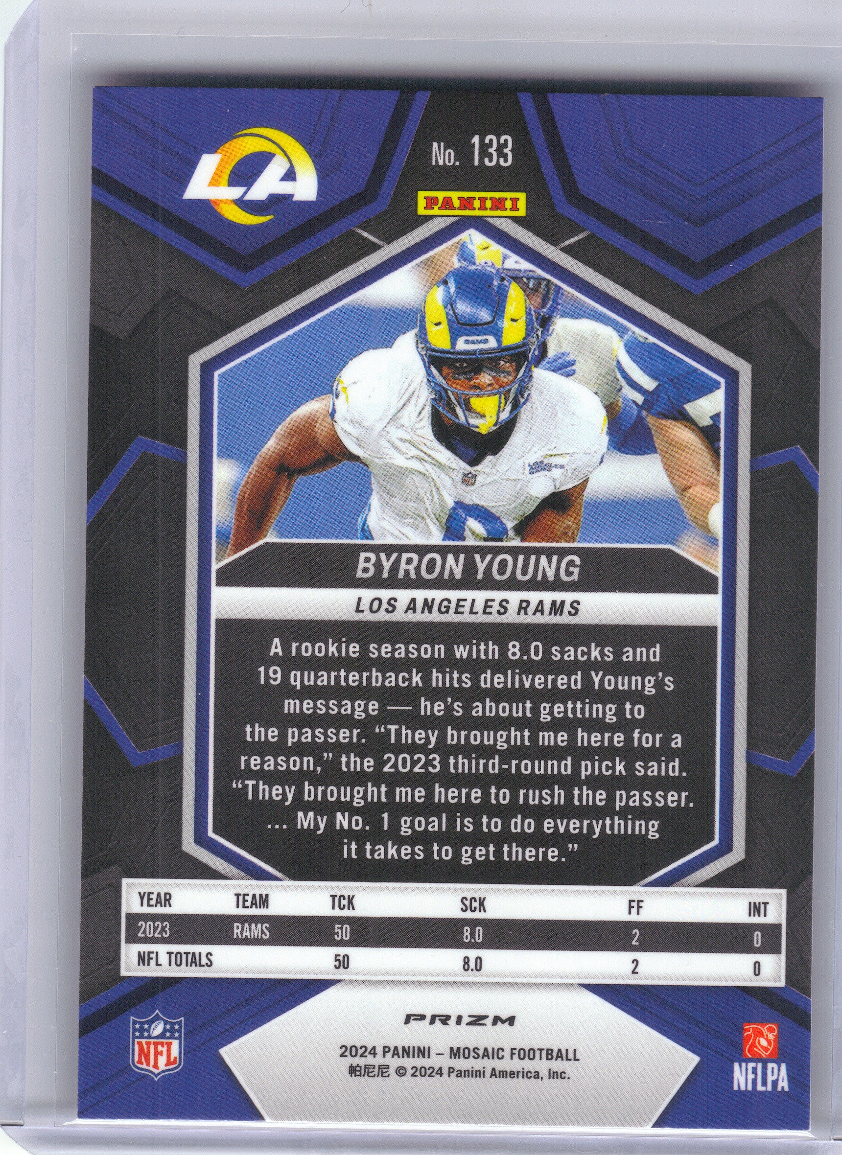 2024 Panini Mosaic #133 Byron Young Red Sparkle Los Angeles Rams