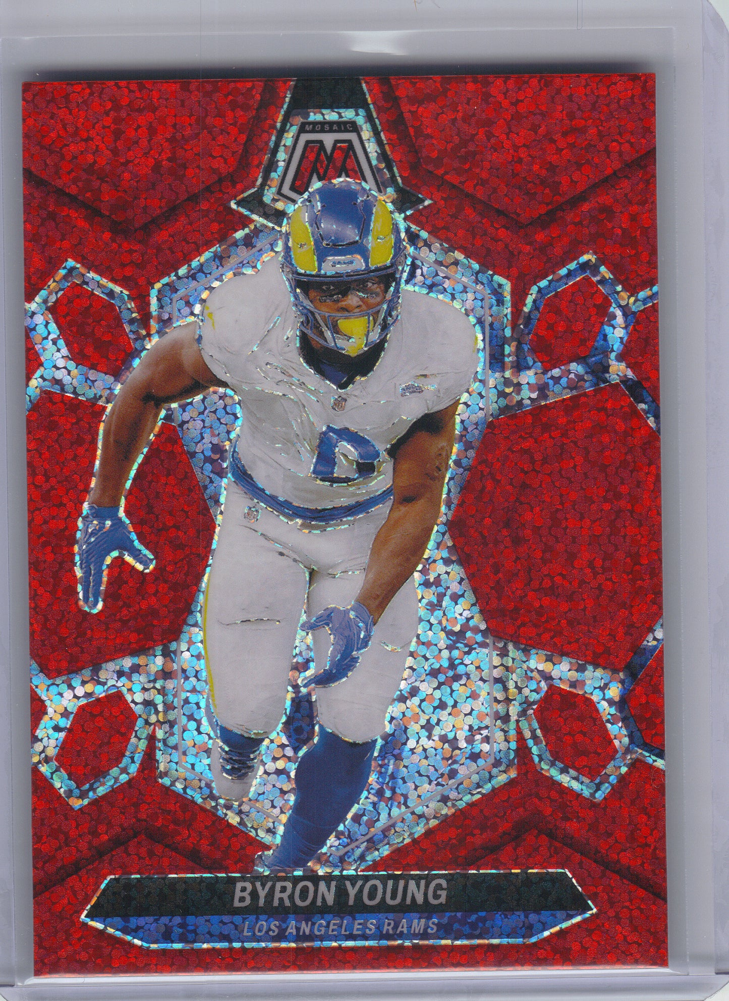 2024 Panini Mosaic #133 Byron Young Red Sparkle Los Angeles Rams