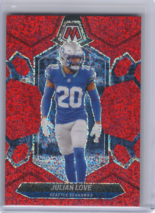 2024 Panini Mosaic #203 Julian Love Red Sparkle Seattle Seahawks