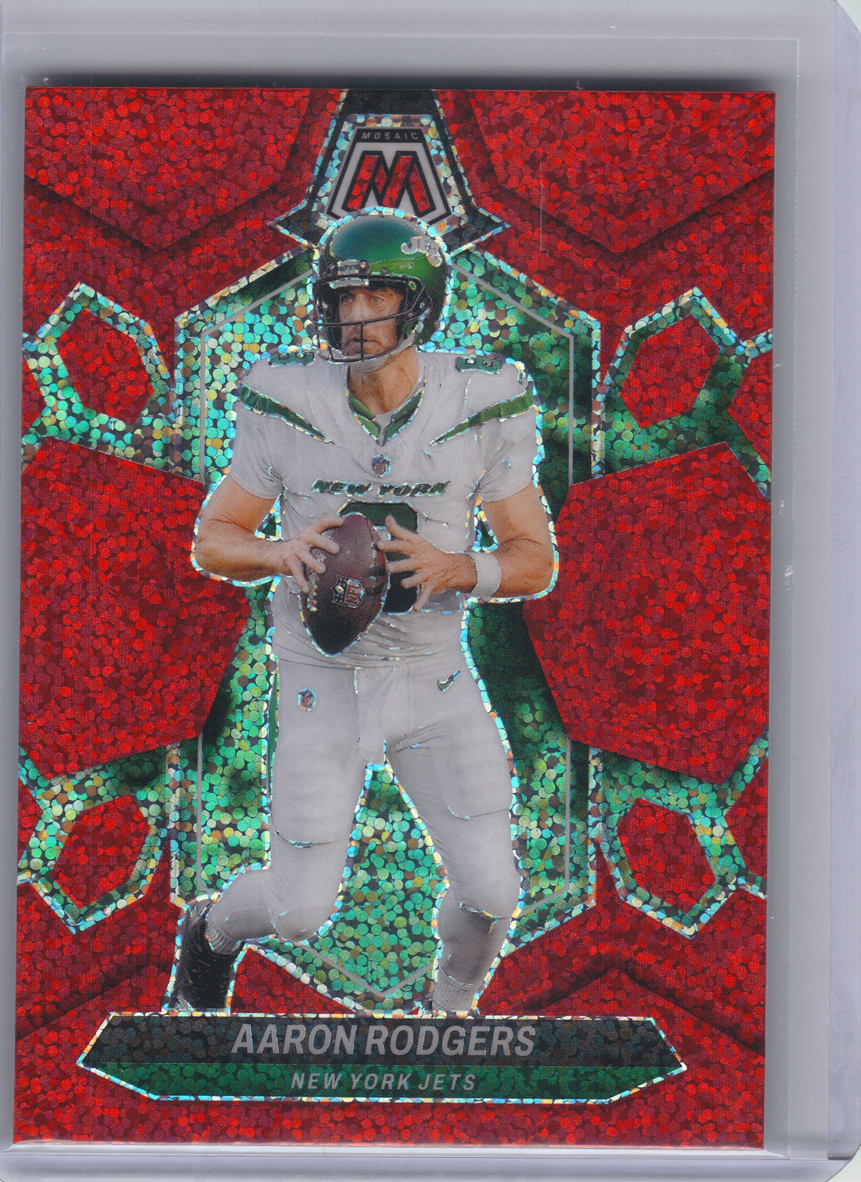 2024 Panini Mosaic #169 Aaron Rodgers Red Sparkle New York Jets