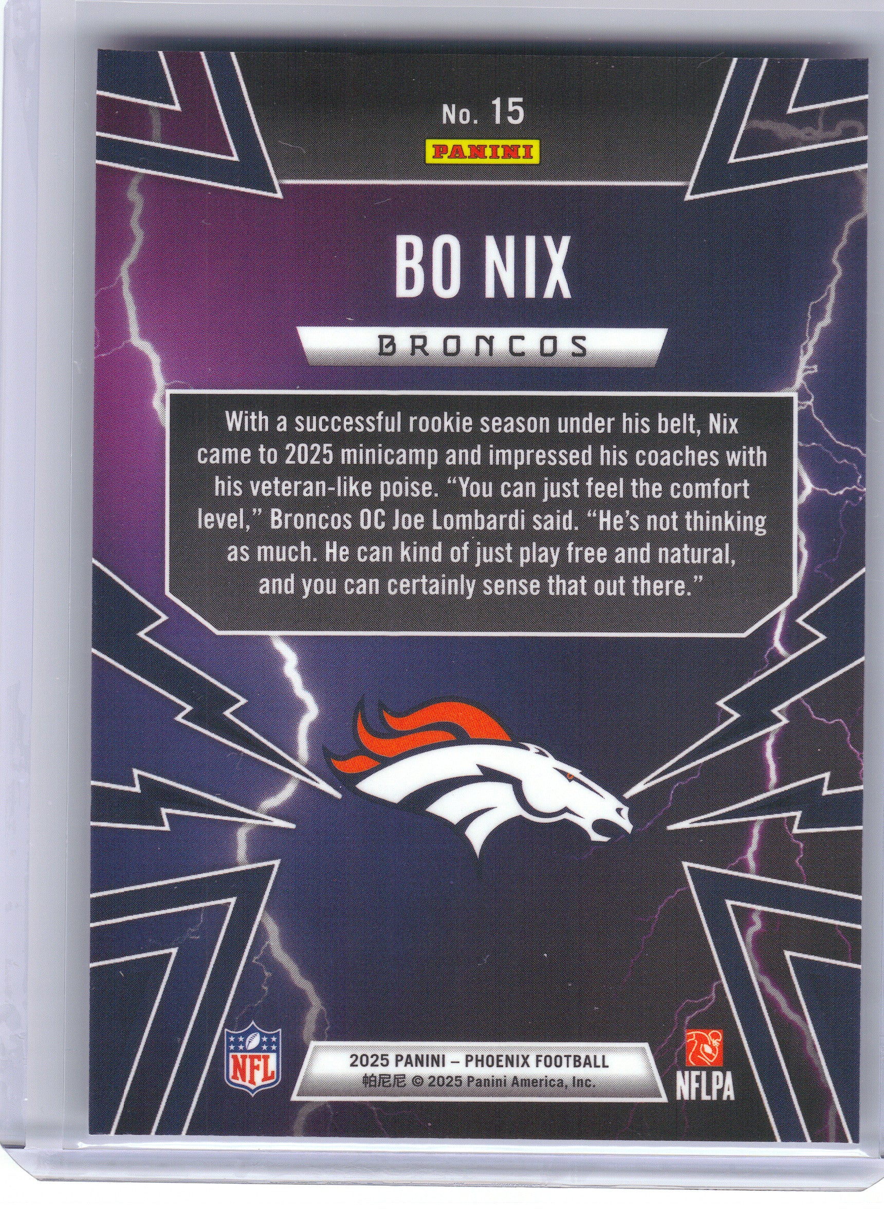 2025 Panini Phoenix #15 Bo Nix Thunderbirds Denver Broncos