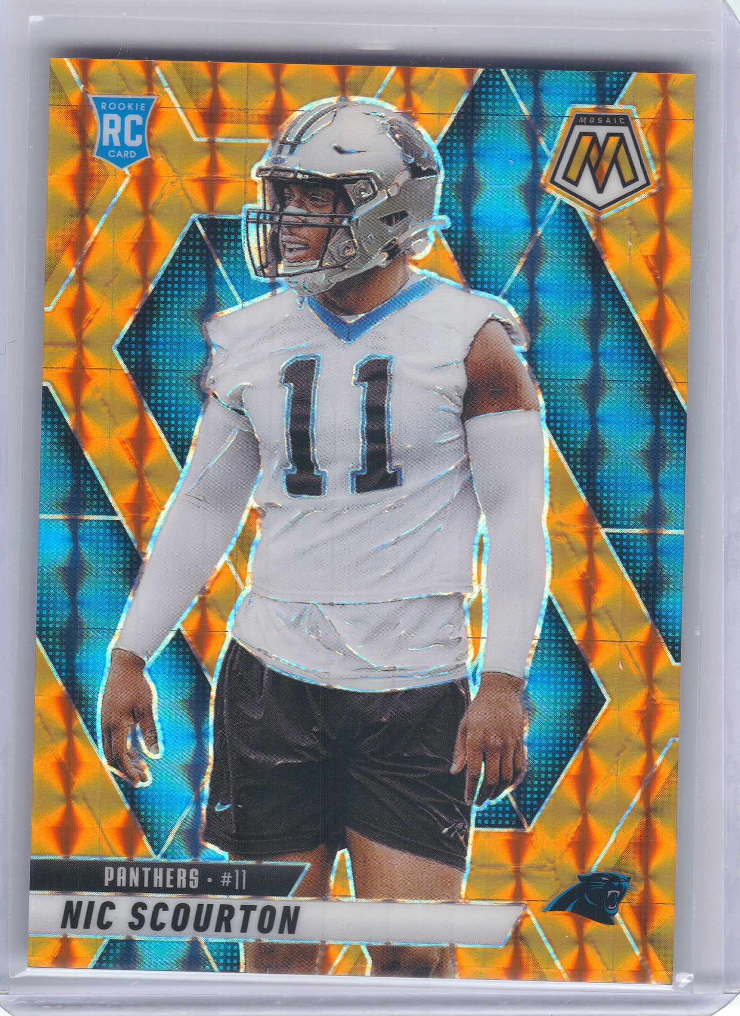 2025 Panini Mosaic #391 Nic Scourton Mosaic Orange #/199 Carolina Panthers SN,RC