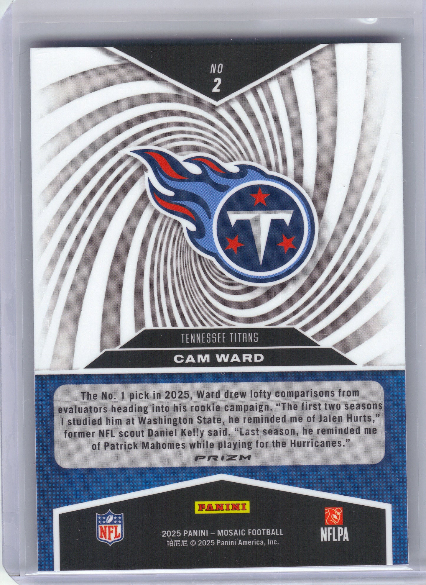 2025 Panini Mosaic #2 Cam Ward Storm Mosaic Tennessee Titans