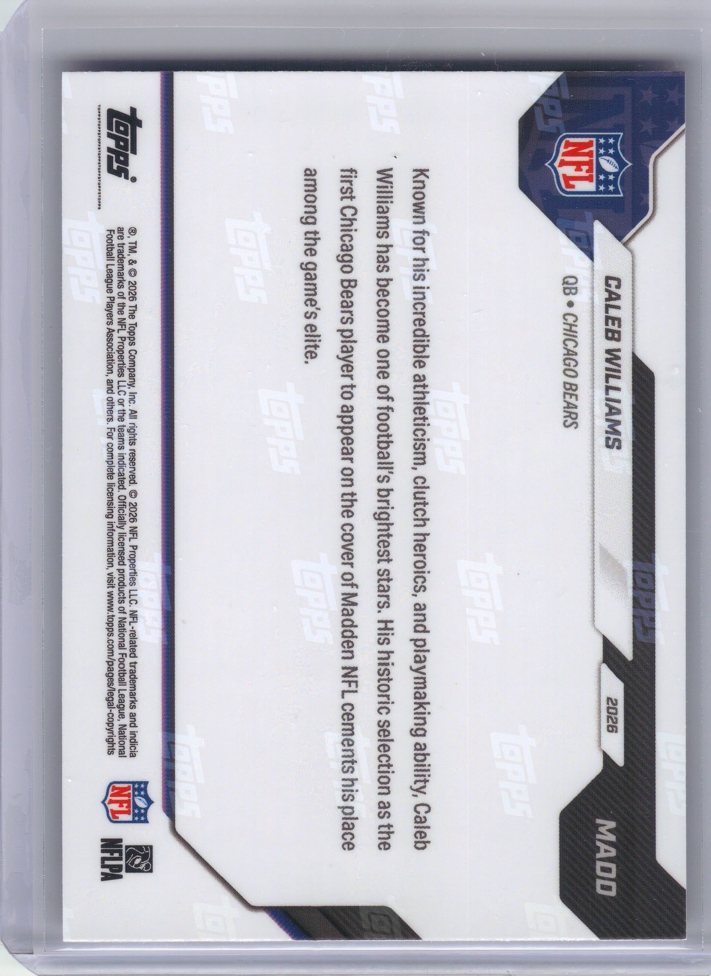 2026 Topps Now #MADD Caleb Williams Madden Cover Chicago Bears