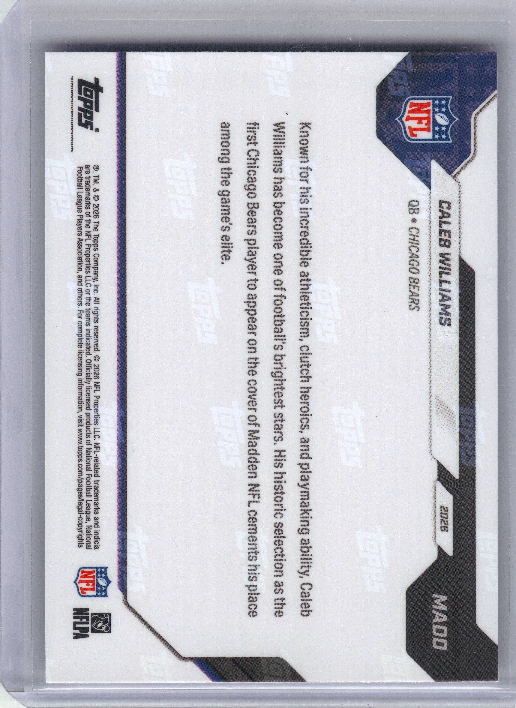 2026 Topps Now #MADD Caleb Williams Madden Cover Chicago Bears