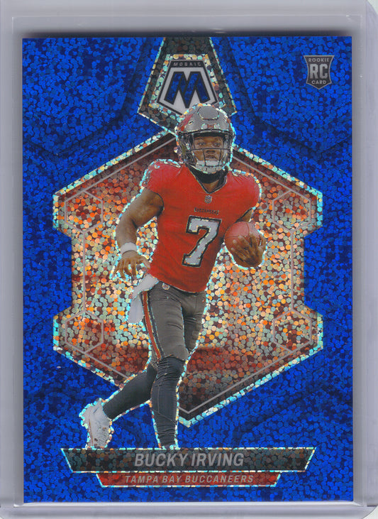2024 Panini Mosaic #385 Bucky Irving Blue Sparkle #/96 Tampa Bay Buccaneers SN