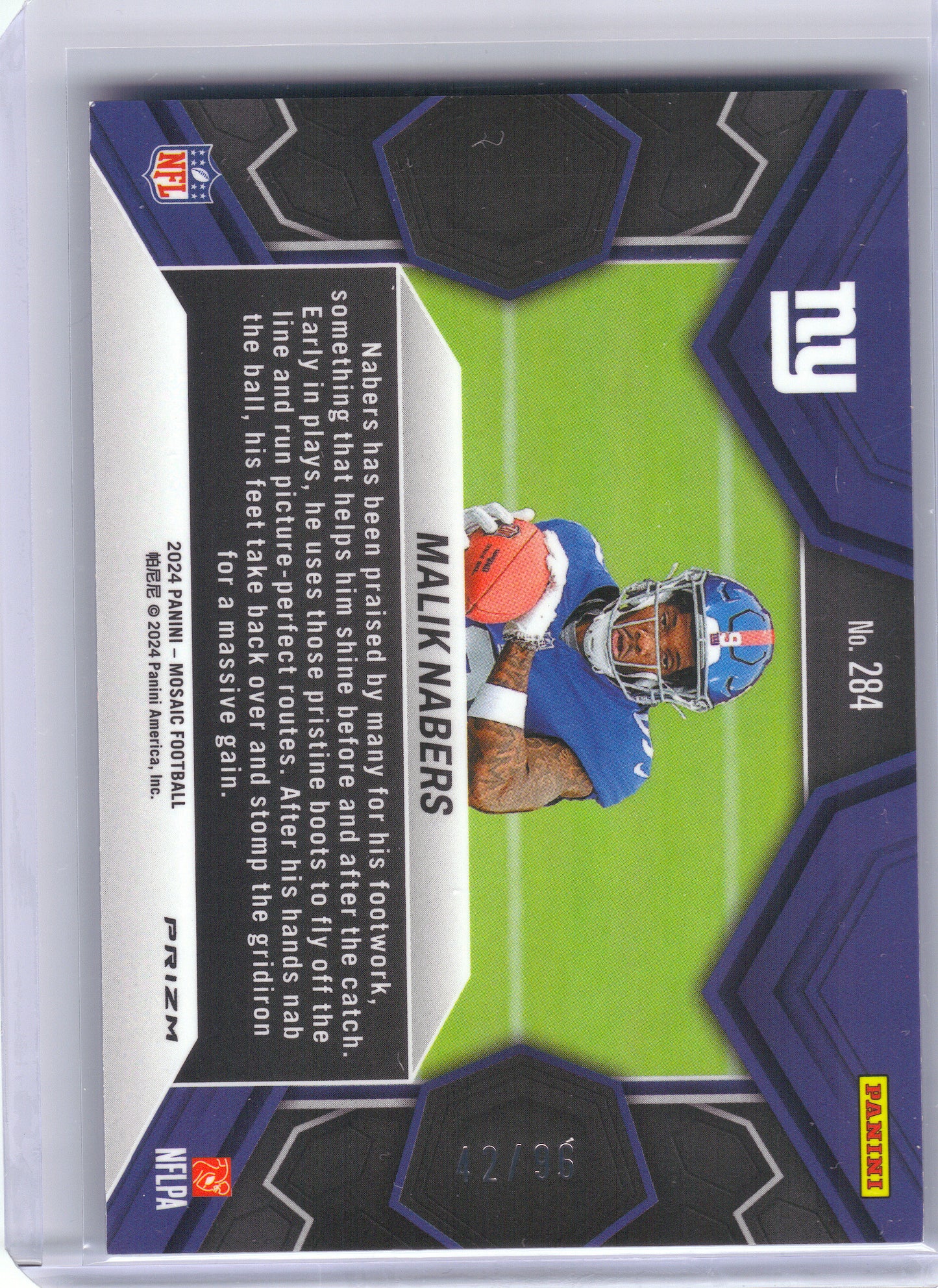 2024 Panini Mosaic #284 Malik Nabers Blue Sparkle #/96 New York Giants SN