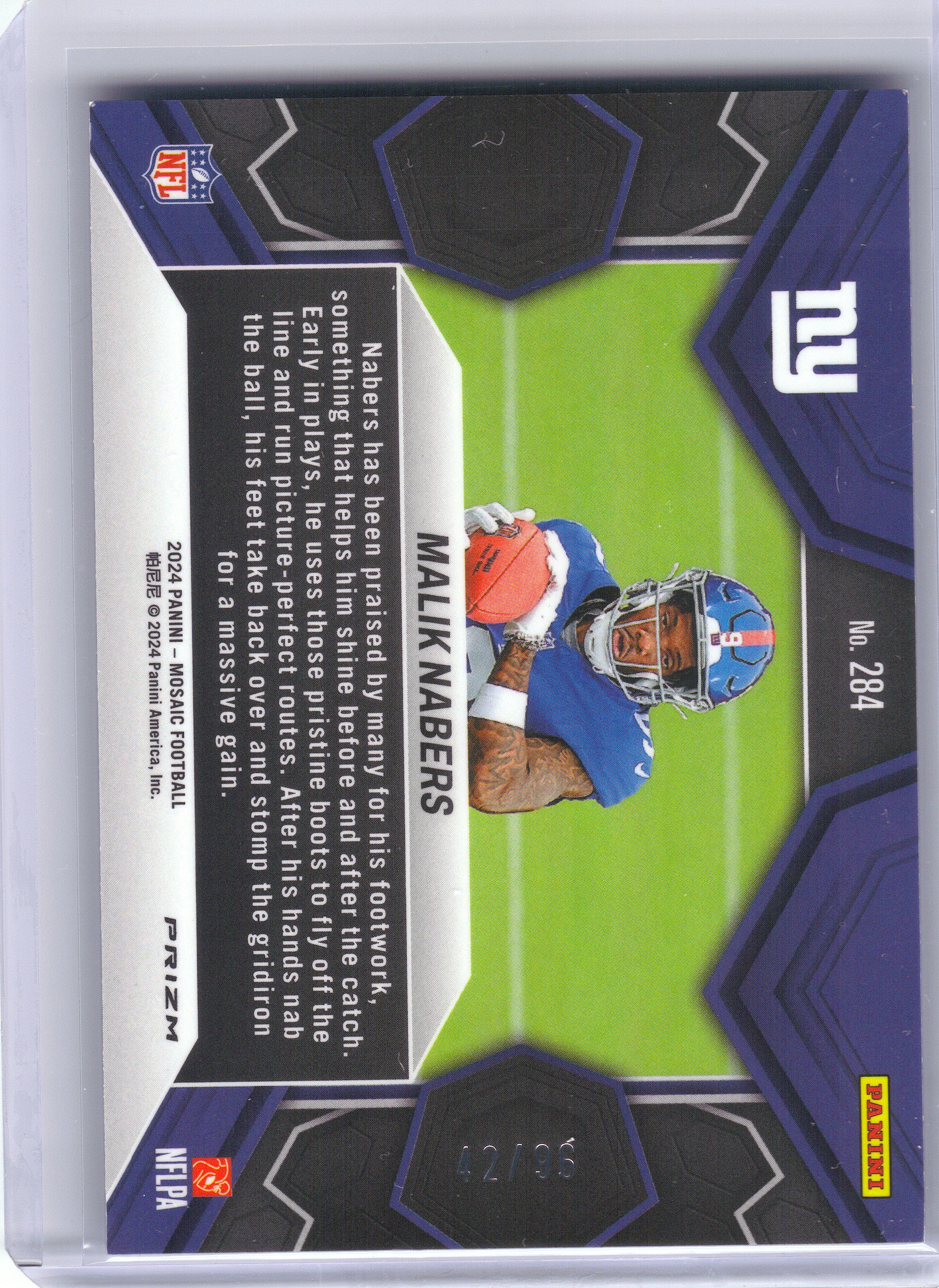 2024 Panini Mosaic #284 Malik Nabers Blue Sparkle #/96 New York Giants SN