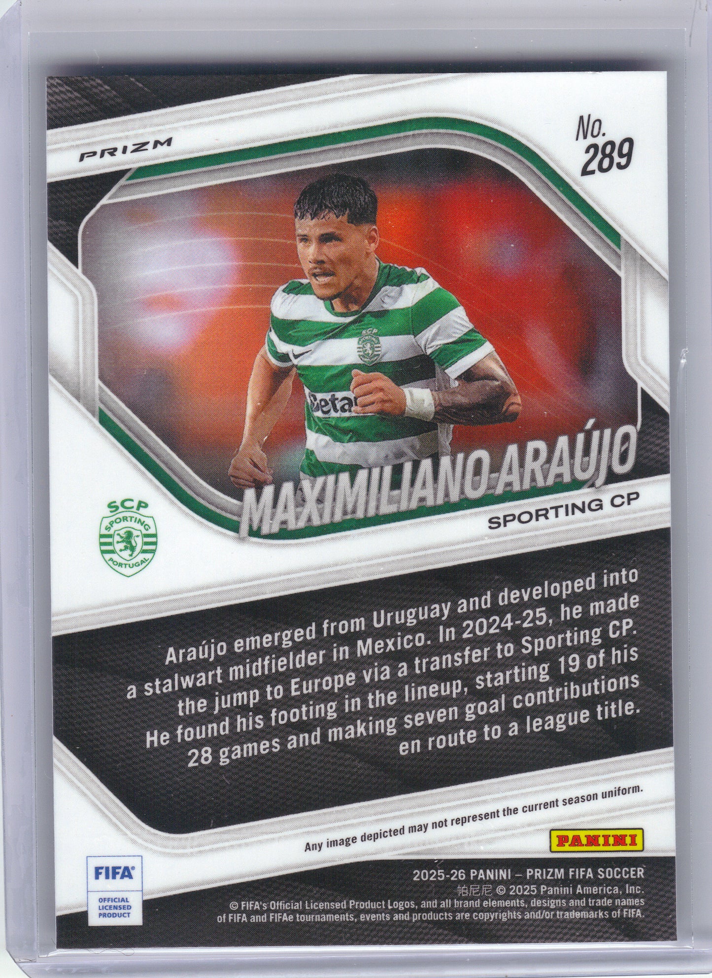 2025-26 Panini Prizm FIFA #289 Maximiliano Araujo Choice Prizms Sporting Clube de Portugal