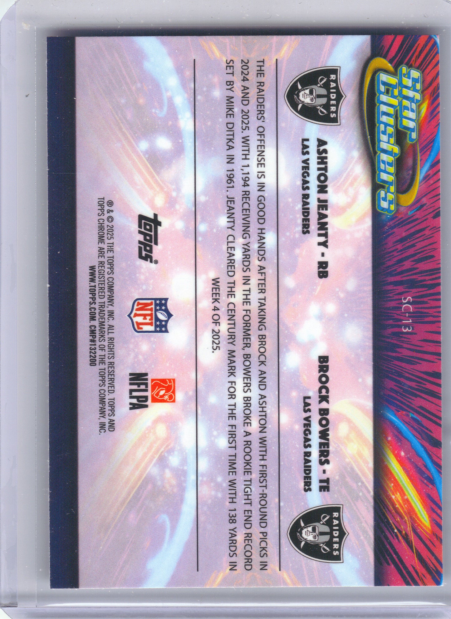 2025 Topps Chrome Cosmic #SC-13 Ashton Jeanty / Brock Bowers Star Clusters Las Vegas Raiders
