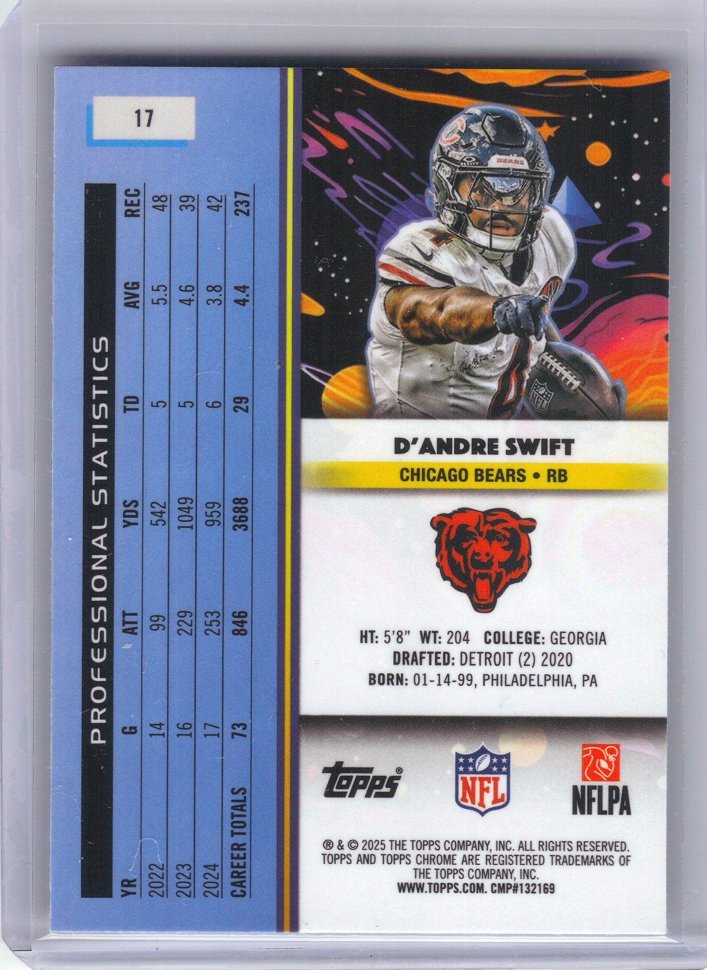 2025 Topps Chrome Cosmic #17 D'Andre Swift Chicago Bears
