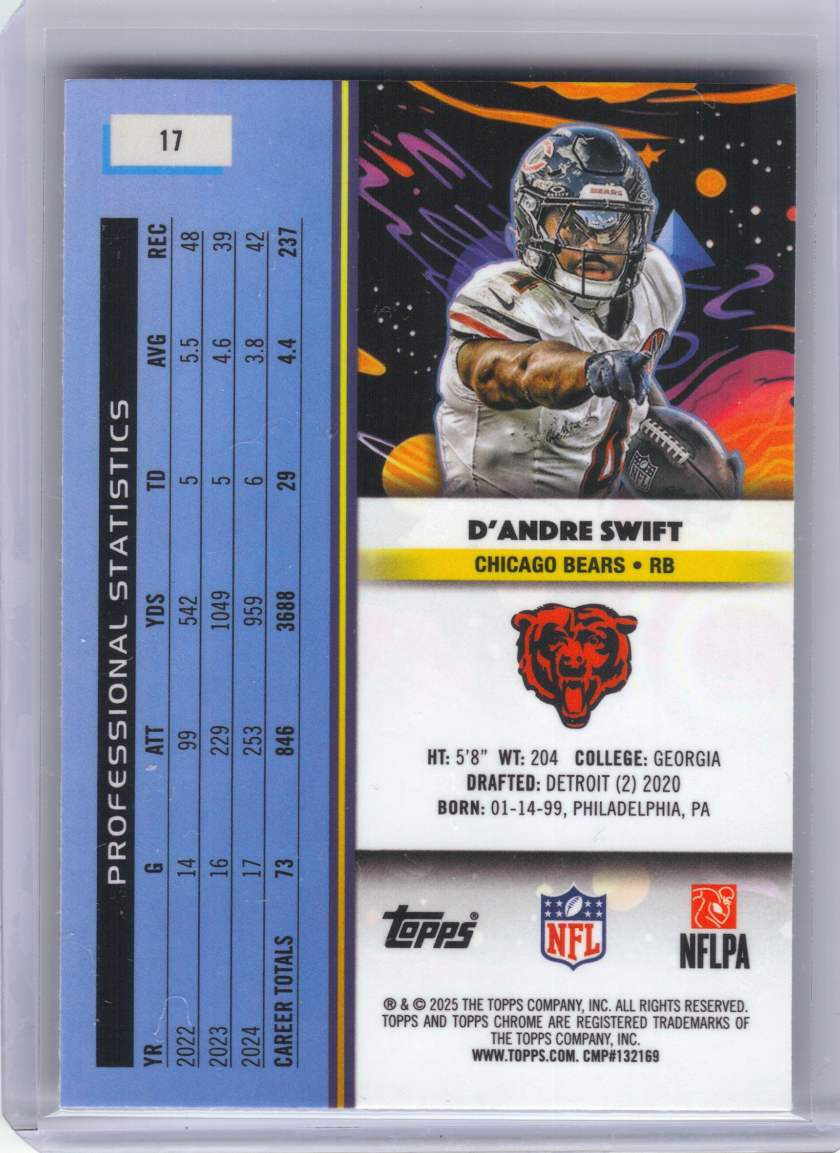 2025 Topps Chrome Cosmic #17 D'Andre Swift Chicago Bears