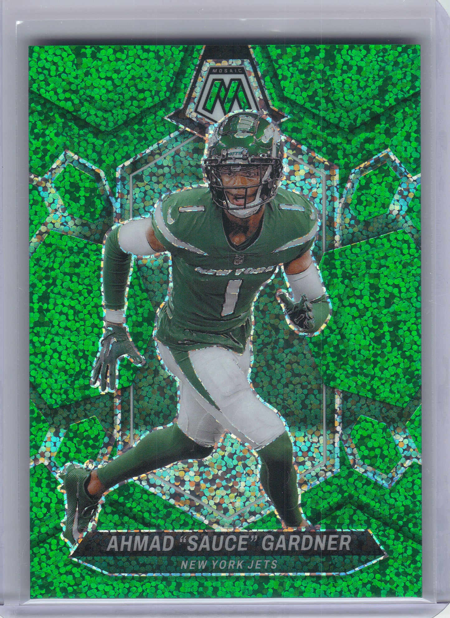 2024 Panini Mosaic #175 Ahmad "Sauce" Gardner Green Sparkle #/8 New York Jets SN