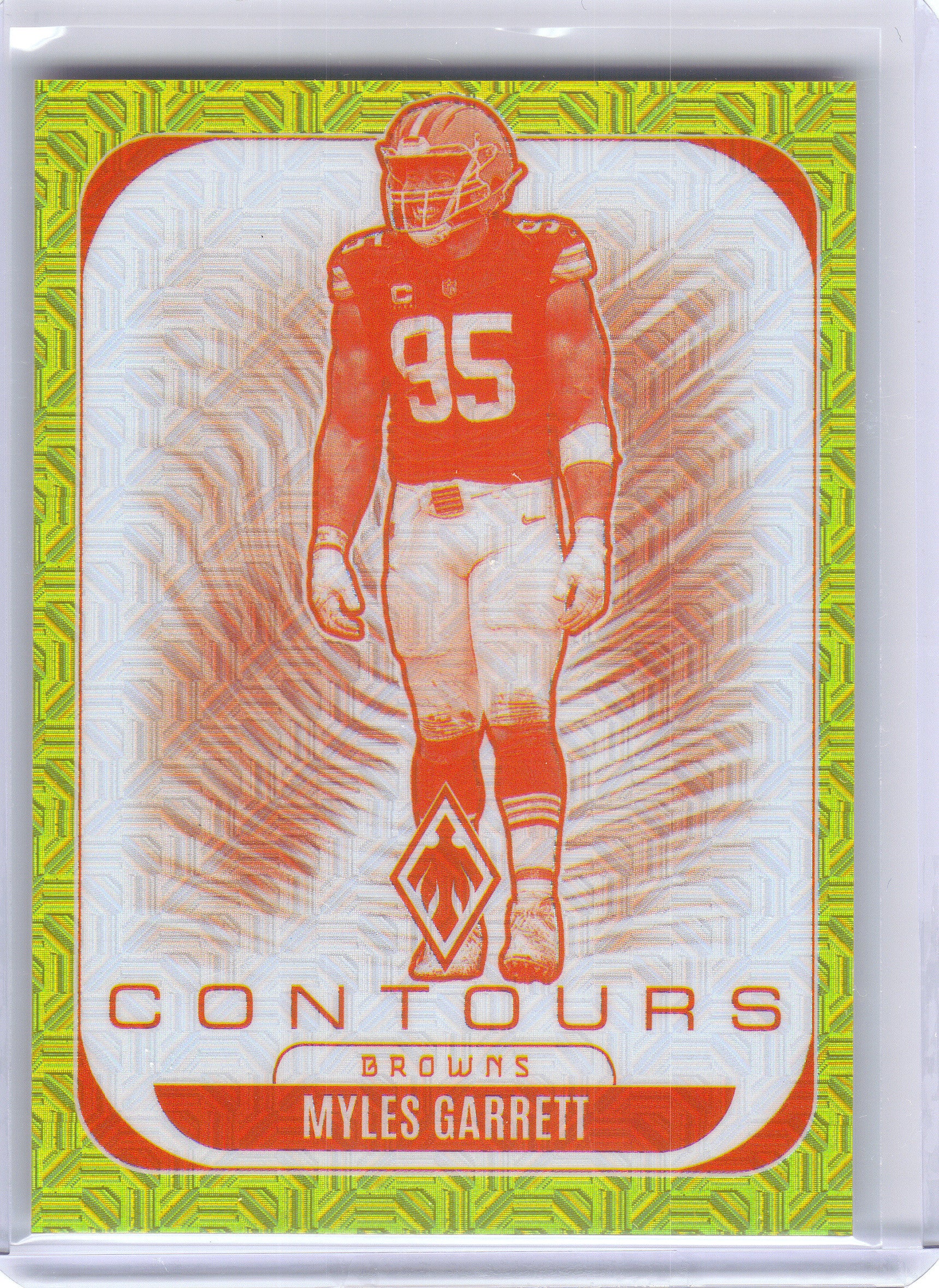 2025 Panini Phoenix #8 Myles Garrett Contours Yellow Mojo Prizm #/49 Cleveland Browns SN