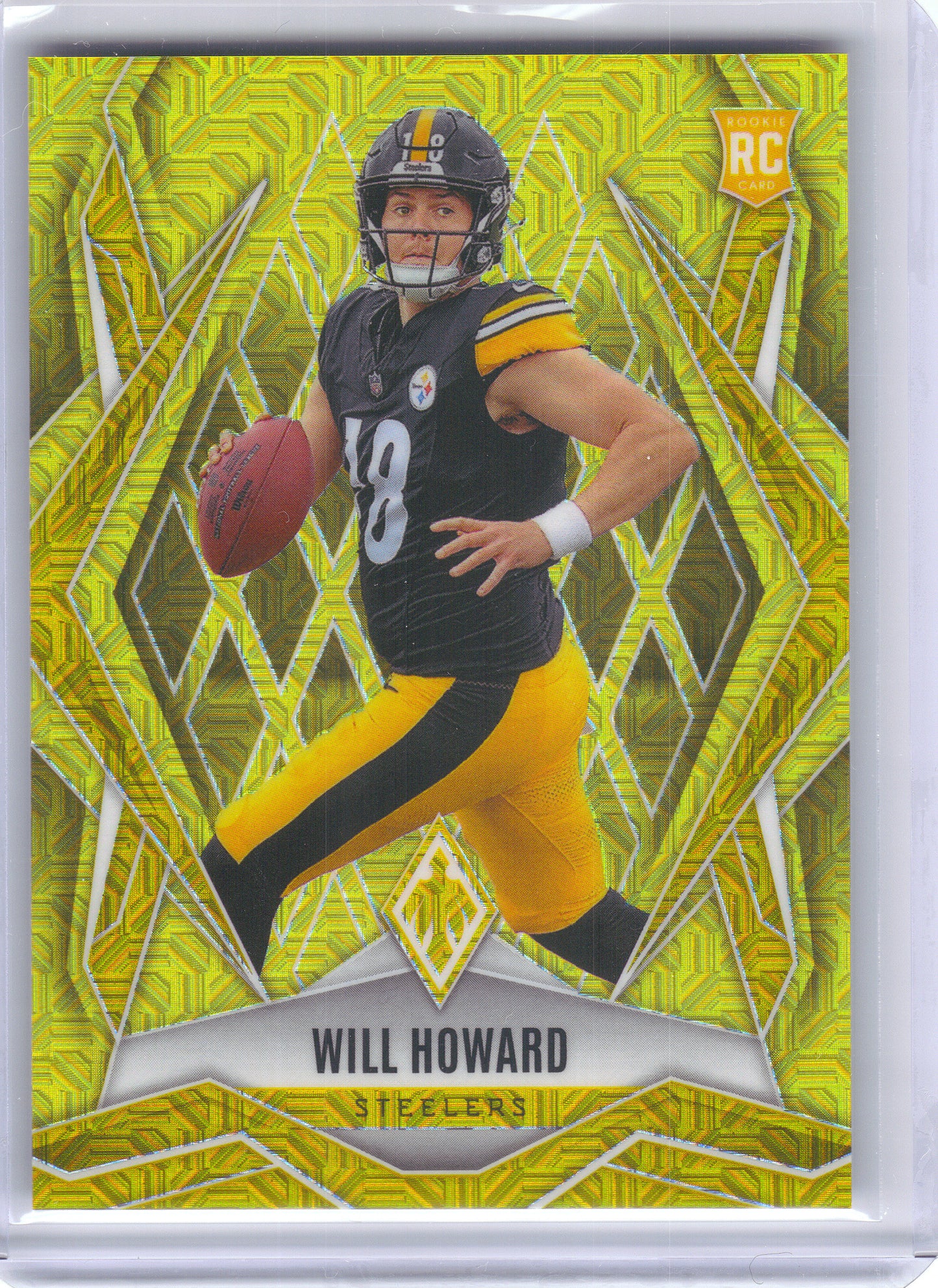 2025 Panini Phoenix #165 Will Howard Yellow Mojo Prizm #/35 Pittsburgh Steelers SN,RC