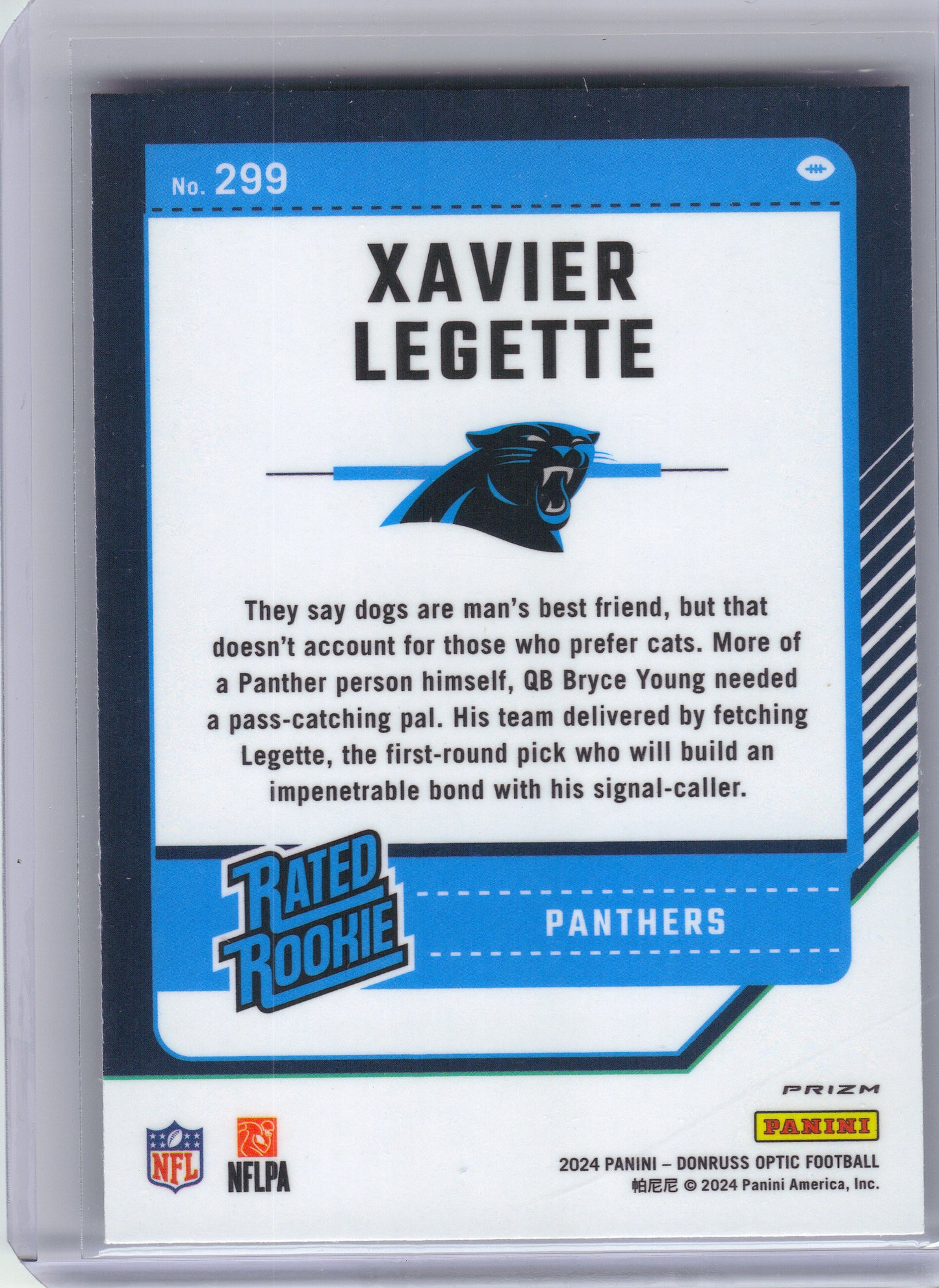 2024 Donruss Optic #299 Xavier Legette Holo Carolina Panthers