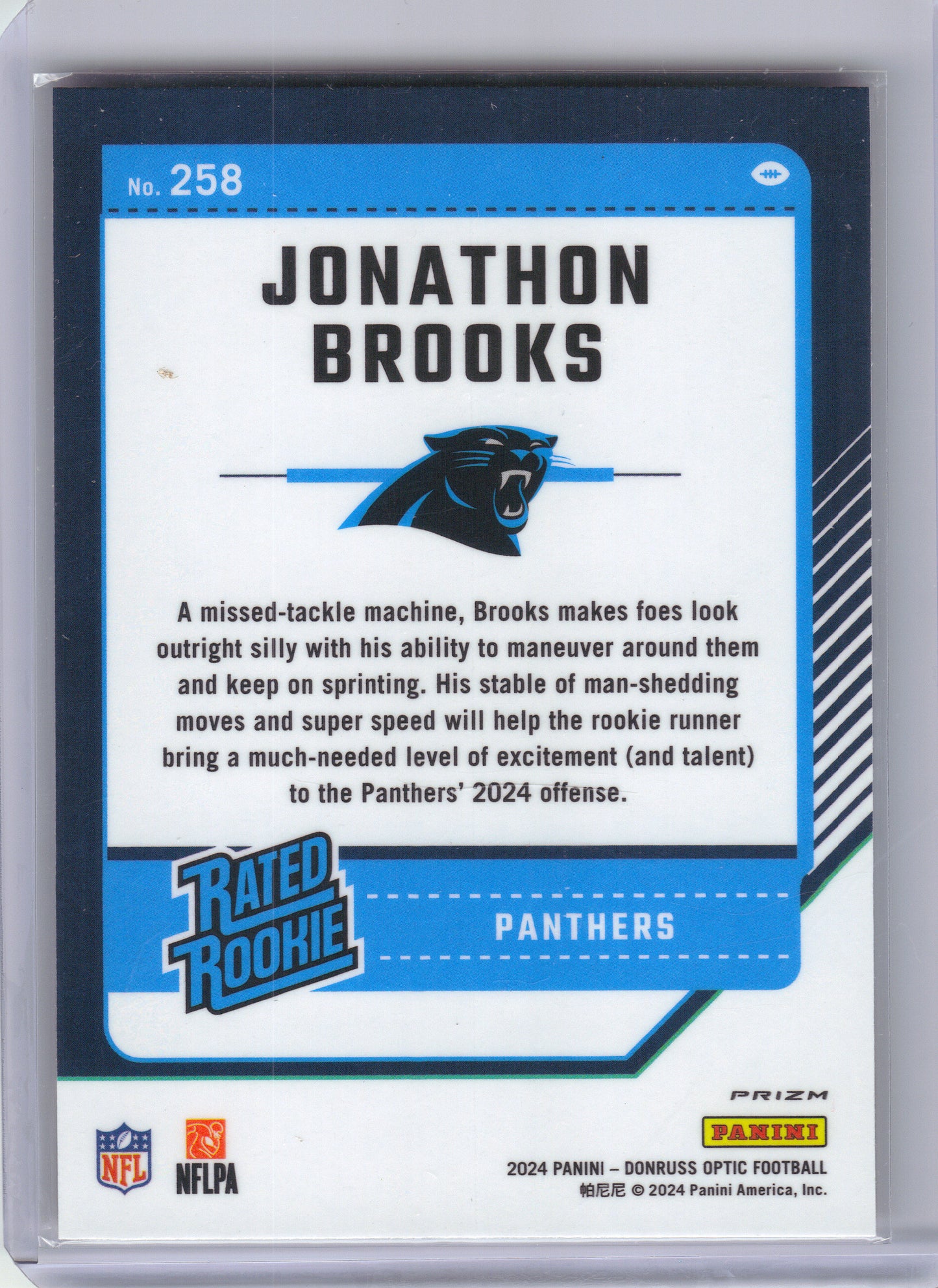 2024 Donruss Optic #258 Jonathon Brooks Stars Red Carolina Panthers