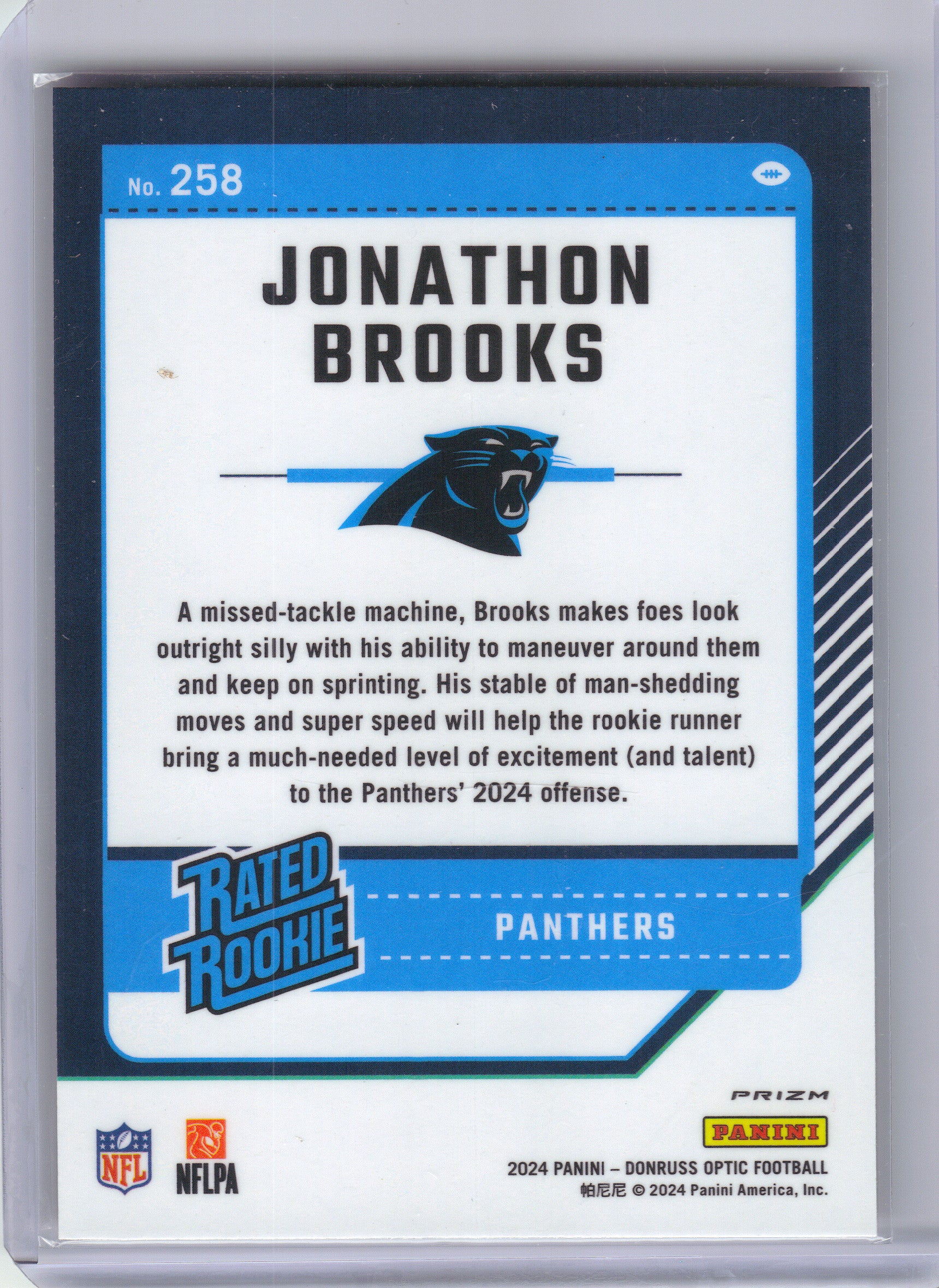 2024 Donruss Optic #258 Jonathon Brooks Stars Red Carolina Panthers