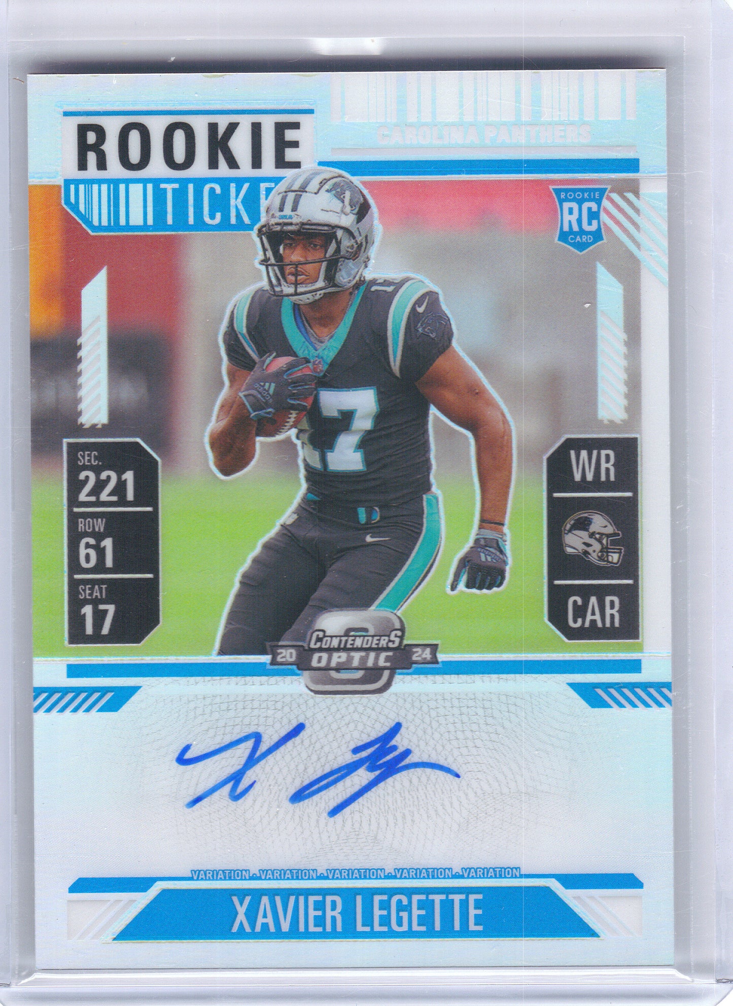 2024 Panini Contenders Optic #107 Xavier Legette Carolina Panthers RC,AU