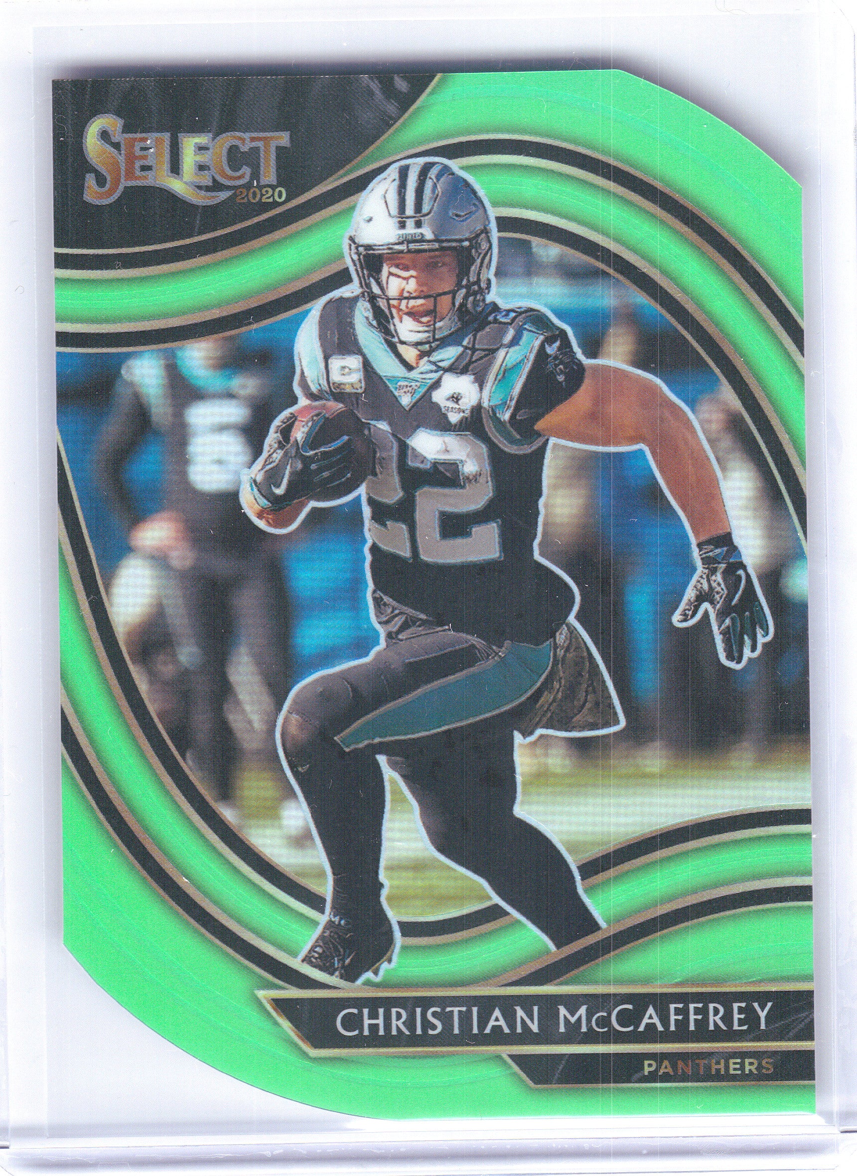 2020 Panini Select #307 Christian McCaffrey Neon Green Prizm Die Cut Carolina Panthers
