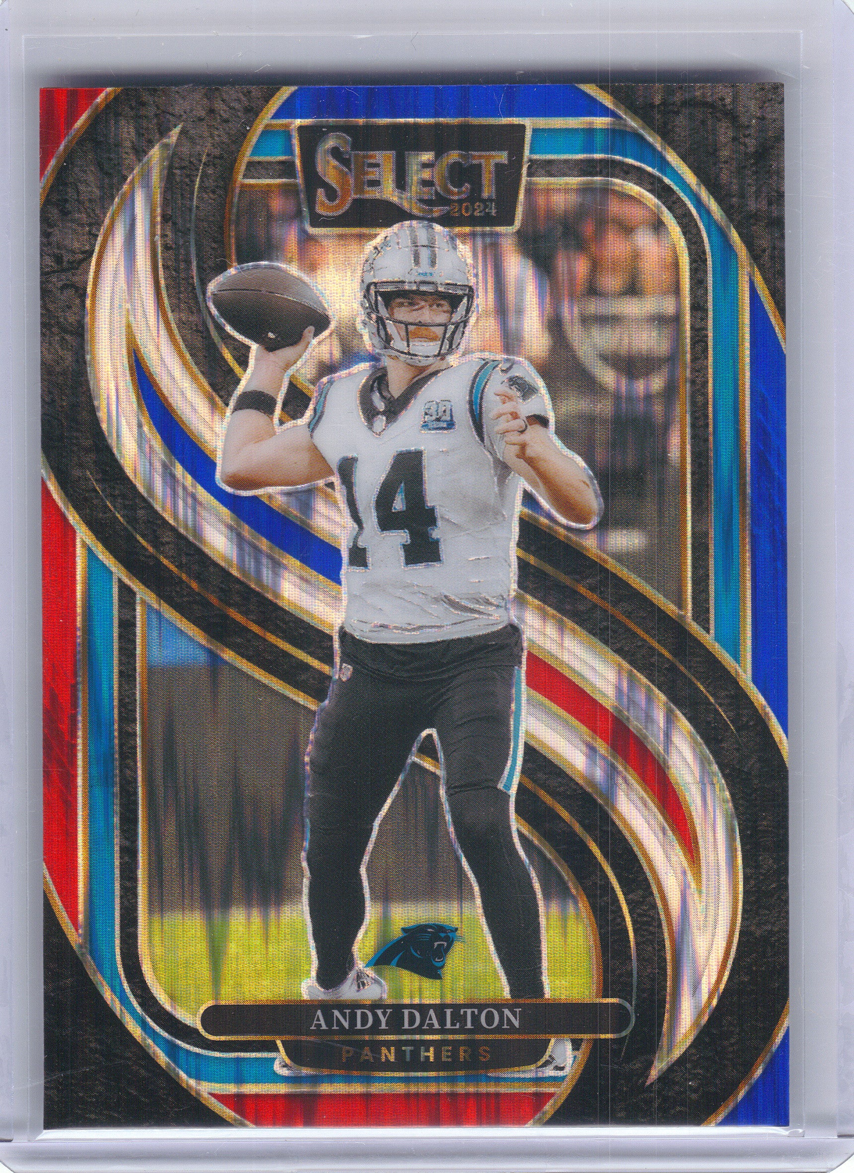 2024 Panini Select #106 Andy Dalton Red & Blue Prizm Shock Carolina Panthers