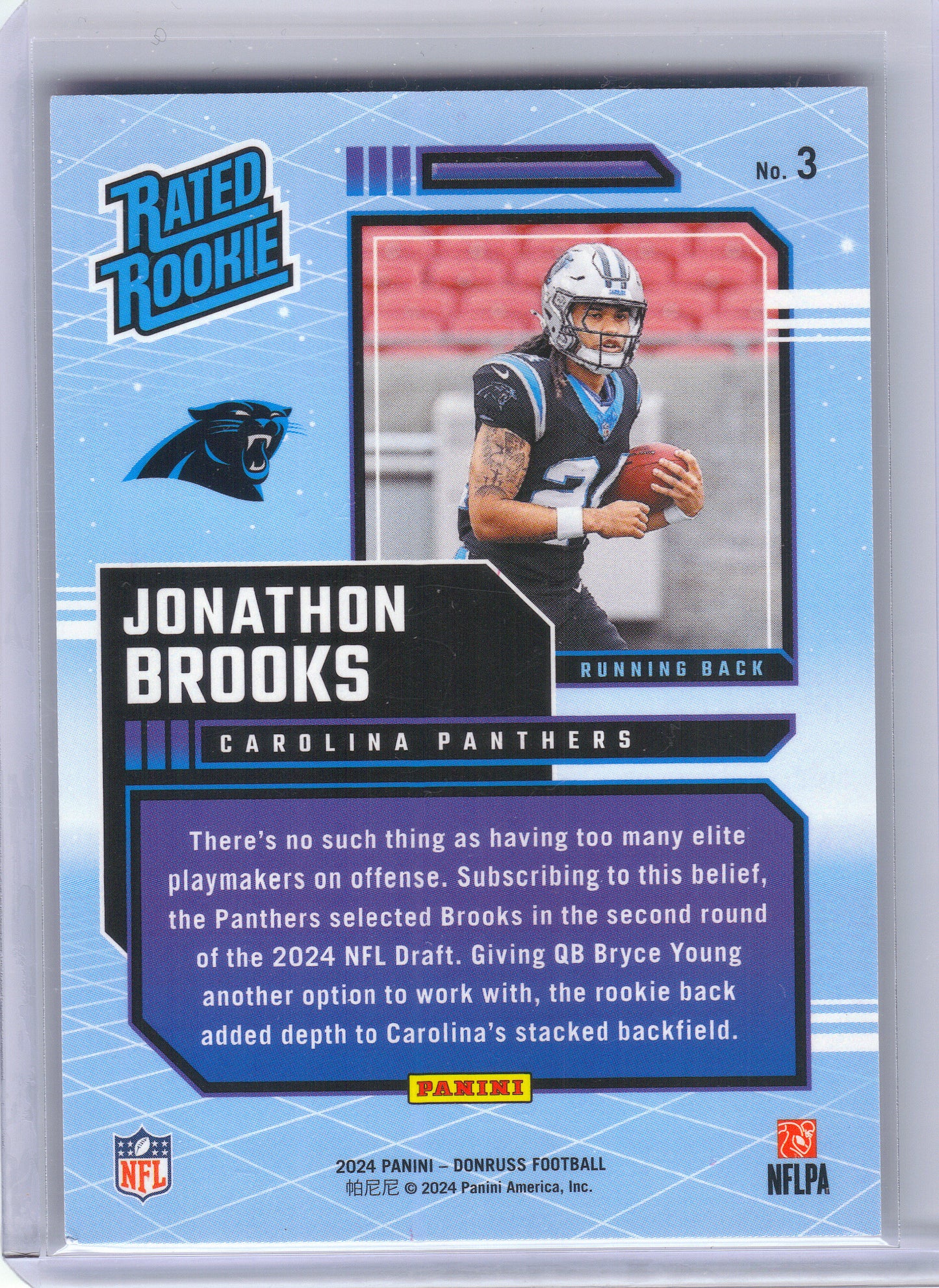 2024 Donruss #3 Jonathon Brooks Rated Rookies Retro Carolina Panthers