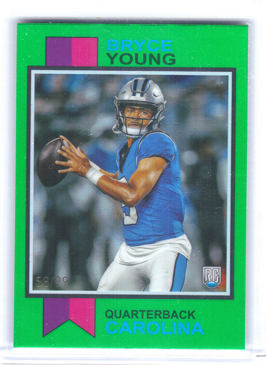 2023 Topps Composite #1973-4 Bryce Young 1973 Topps Football Green Refractor #/99 Carolina Panthers SN