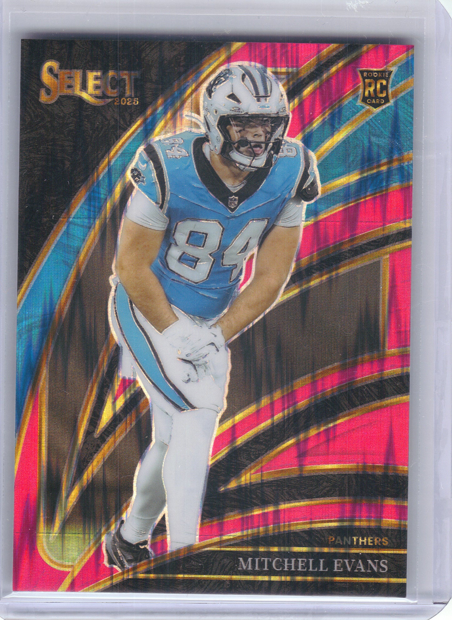 2025 Panini Select #244 Mitchell Evans Pink Prizm Shock Carolina Panthers