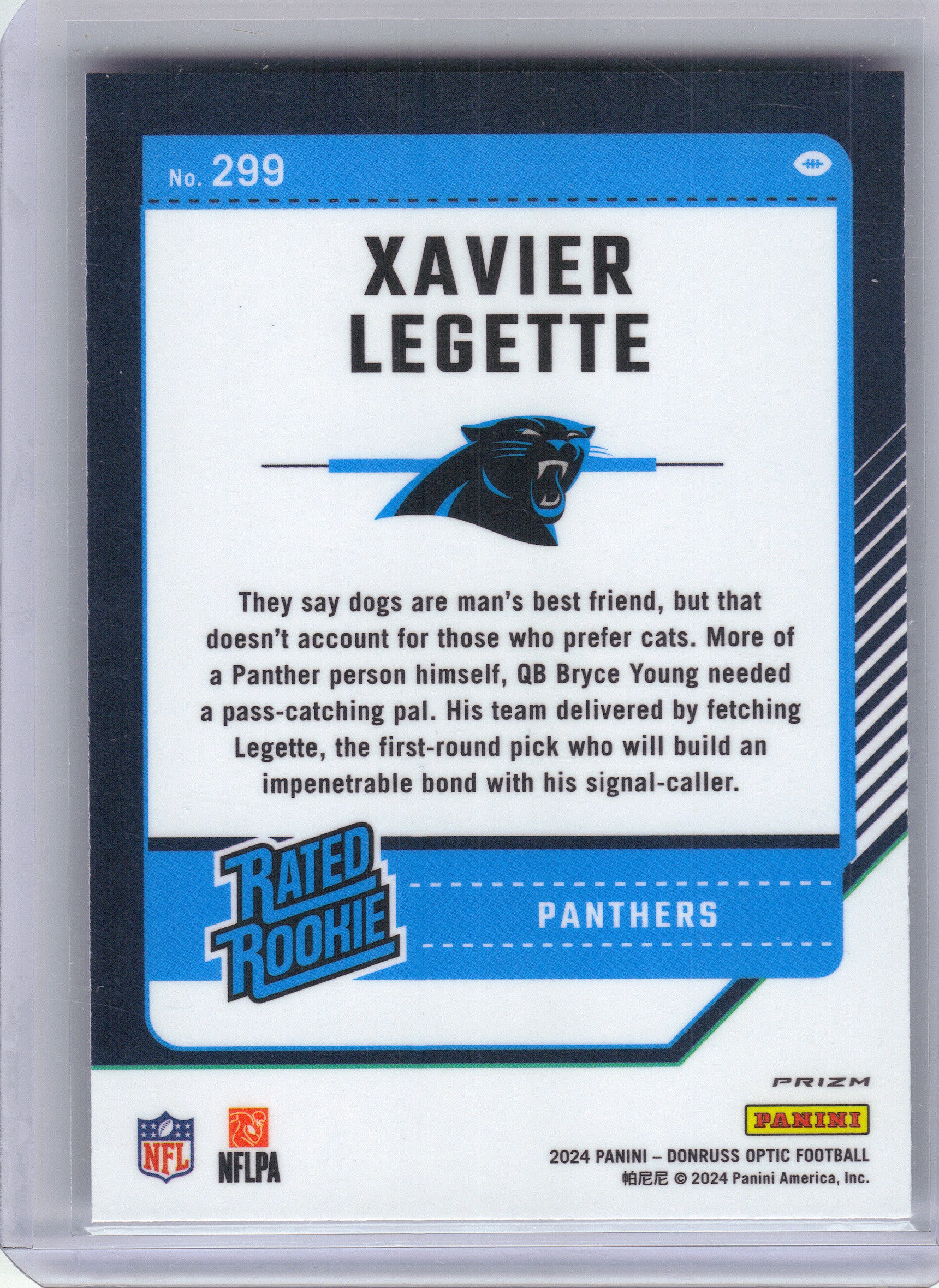 2024 Donruss Optic #299 Xavier Legette Stars Carolina Panthers