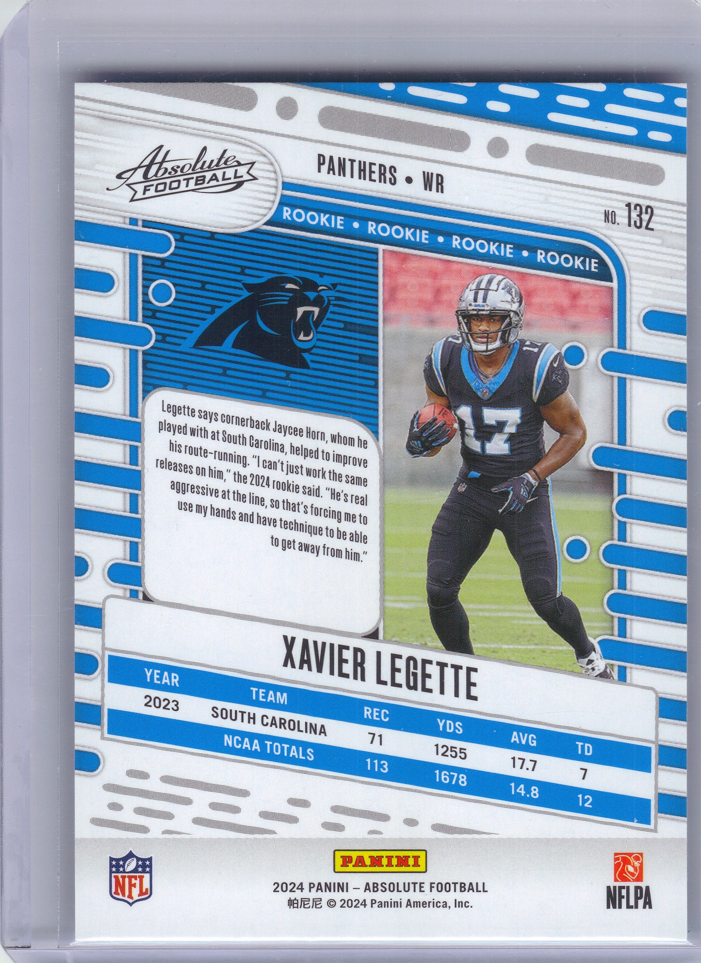 2024 Panini Absolute #132 Xavier Legette Retail Carolina Panthers RC