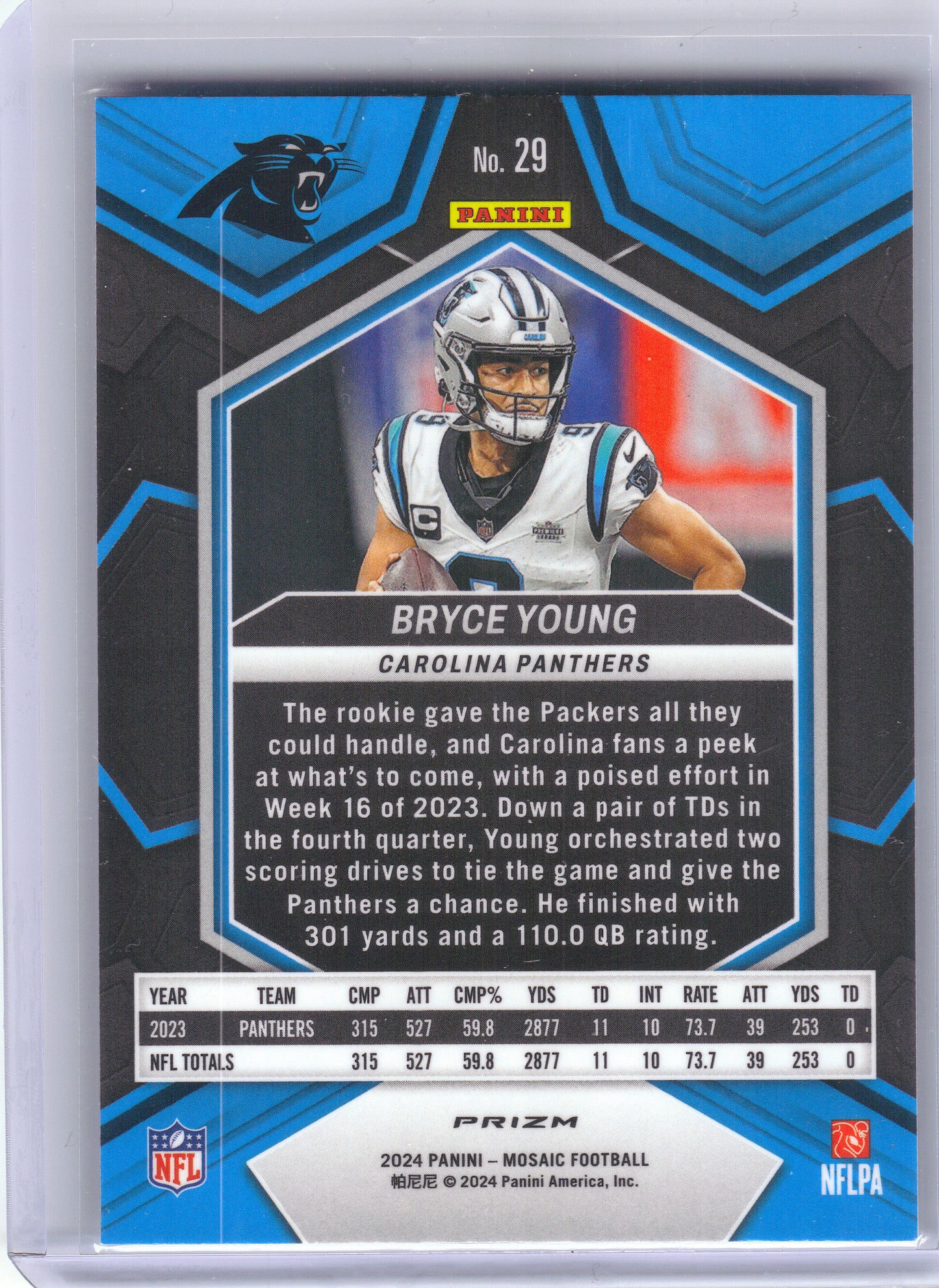 2024 Panini Mosaic #29 Bryce Young Silver Carolina Panthers