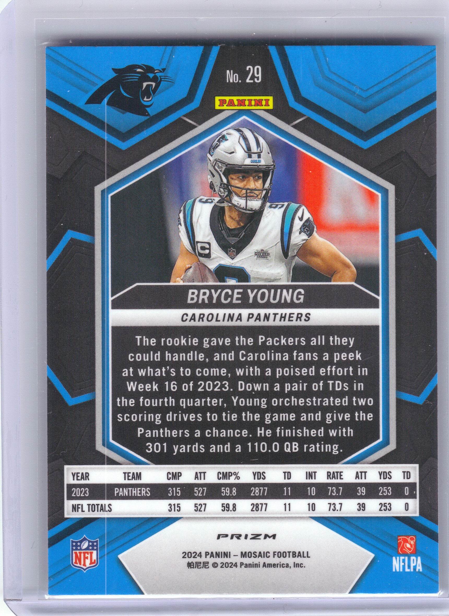 2024 Panini Mosaic #29 Bryce Young Silver Carolina Panthers