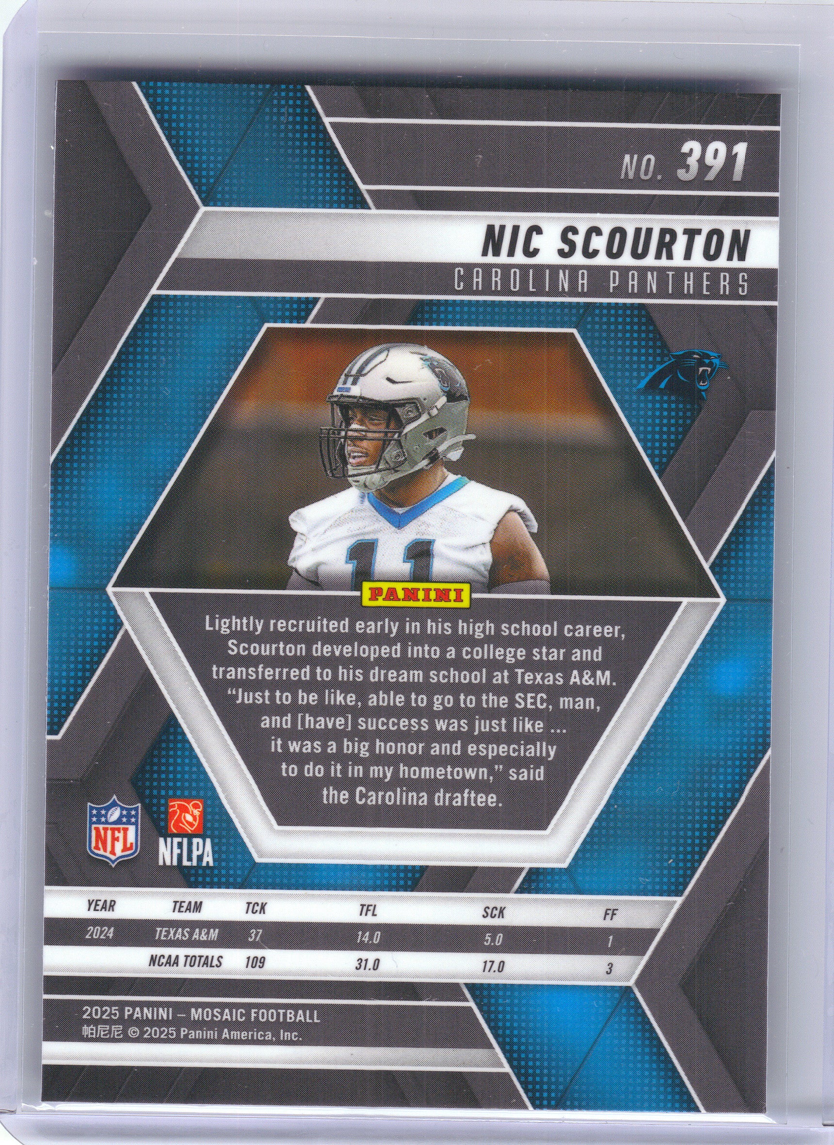 2025 Panini Mosaic #391 Nic Scourton x Carolina Panthers RC