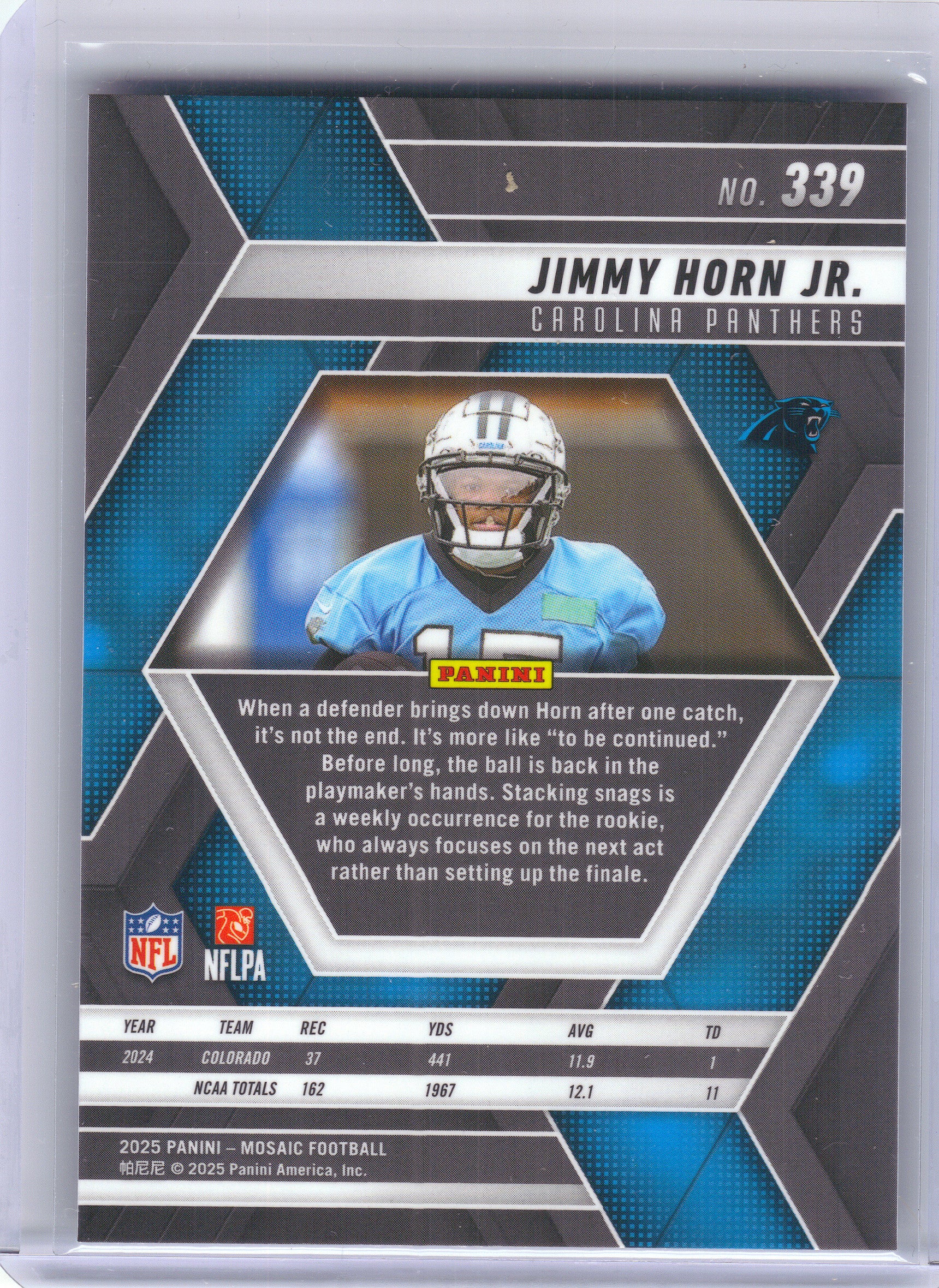 2025 Panini Mosaic #339 Jimmy Horn Jr. Carolina Panthers RC