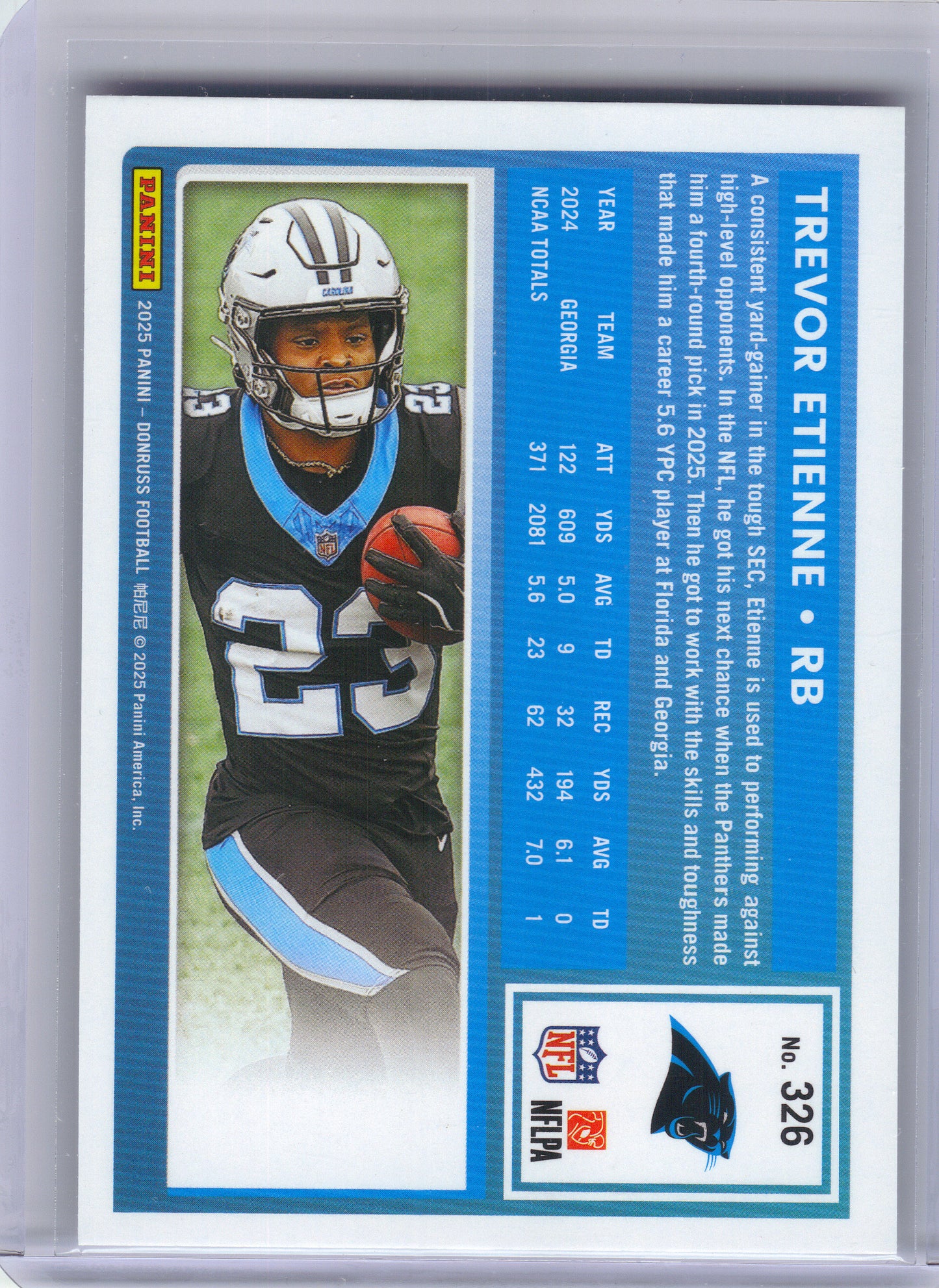 2025 Donruss #326 Trevor Etienne Carolina Panthers RC