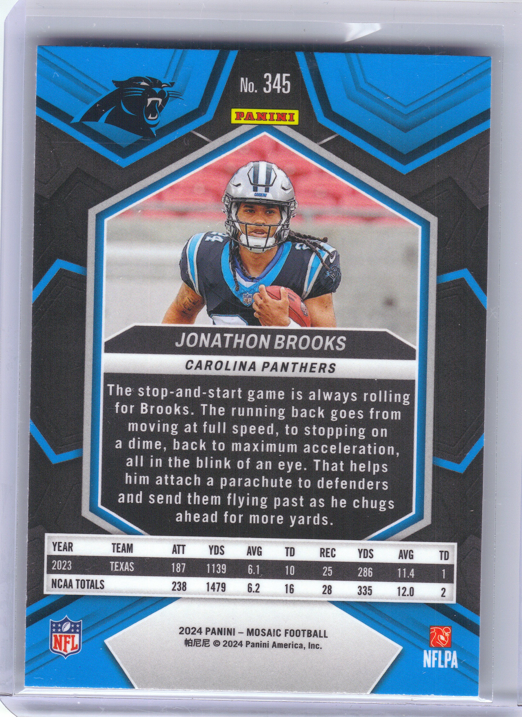 2024 Panini Mosaic #345 Jonathon Brooks Carolina Panthers RC