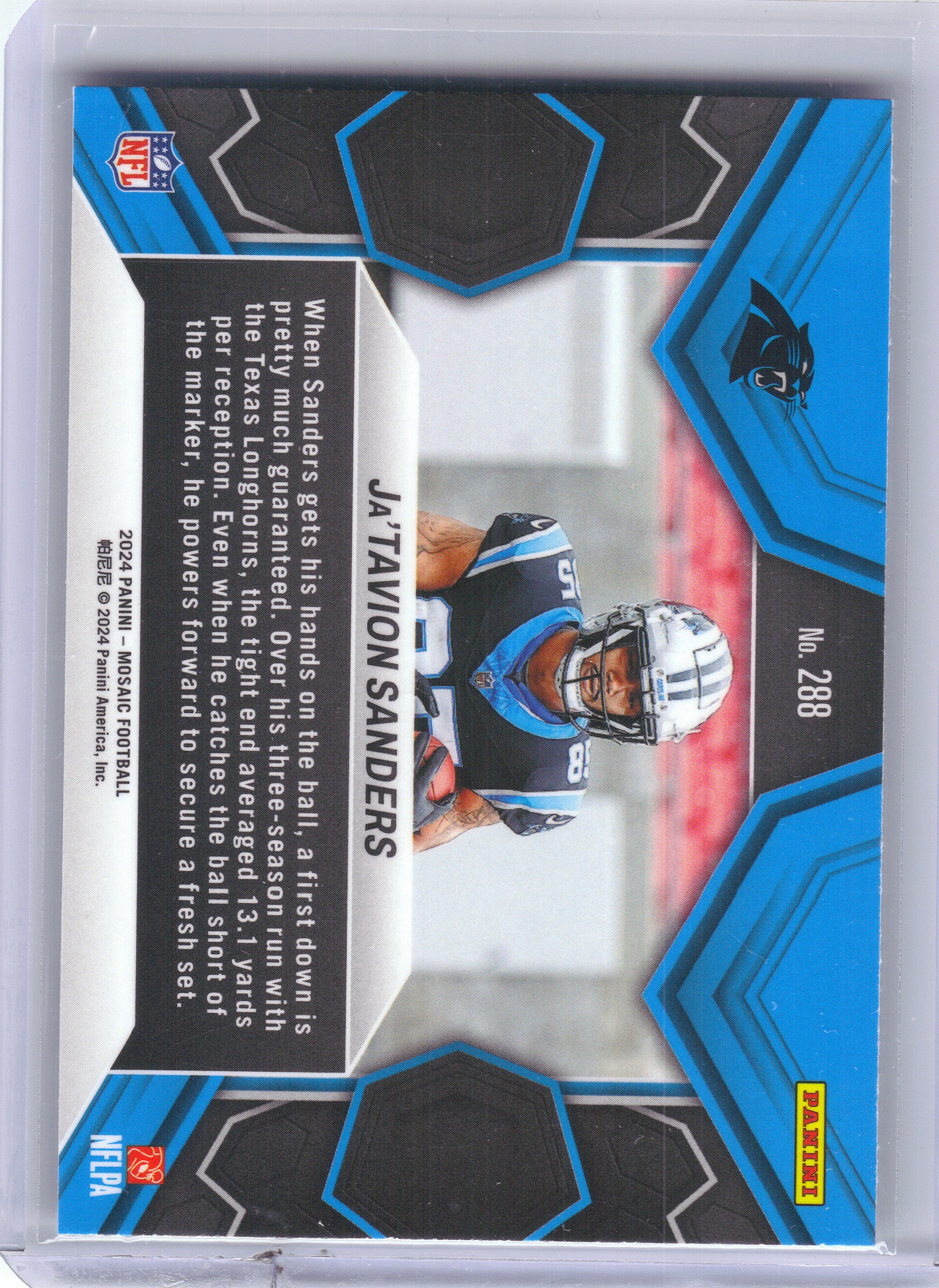 2024 Panini Mosaic #288 Ja'Tavion Sanders Silver Carolina Panthers