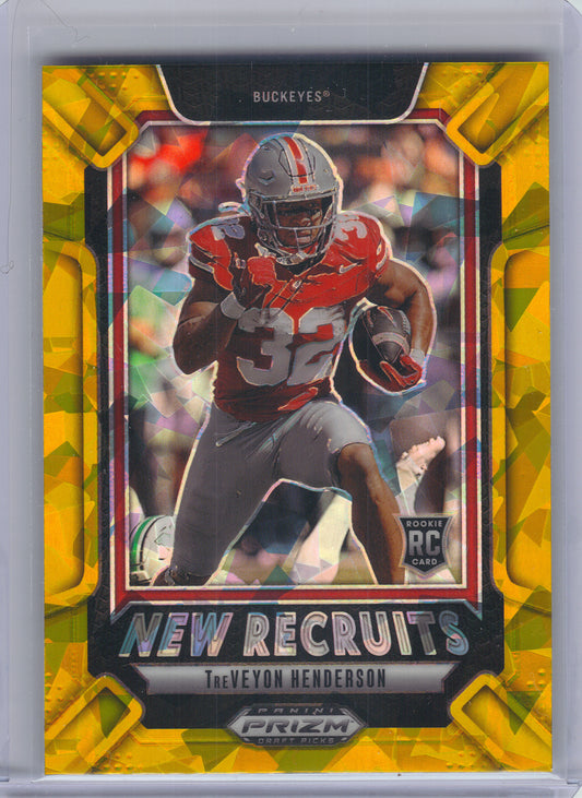 2025 Panini Prizm Draft Picks #1 TreVeyon Henderson New Recruits Gold Ice Ohio State Buckeyes
