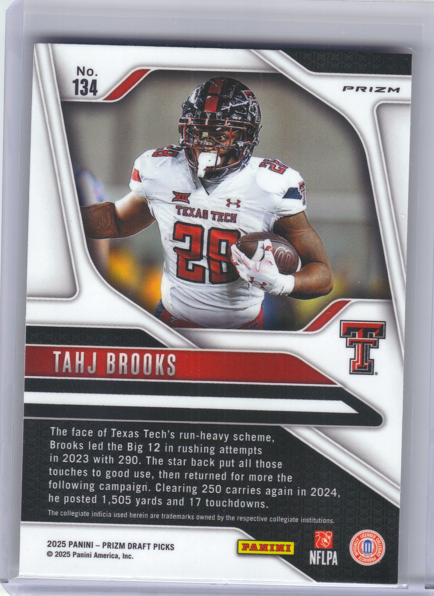 2025 Panini Prizm Draft Picks #134 Tahj Brooks Prizms Gold Ice Texas Tech Red Raiders