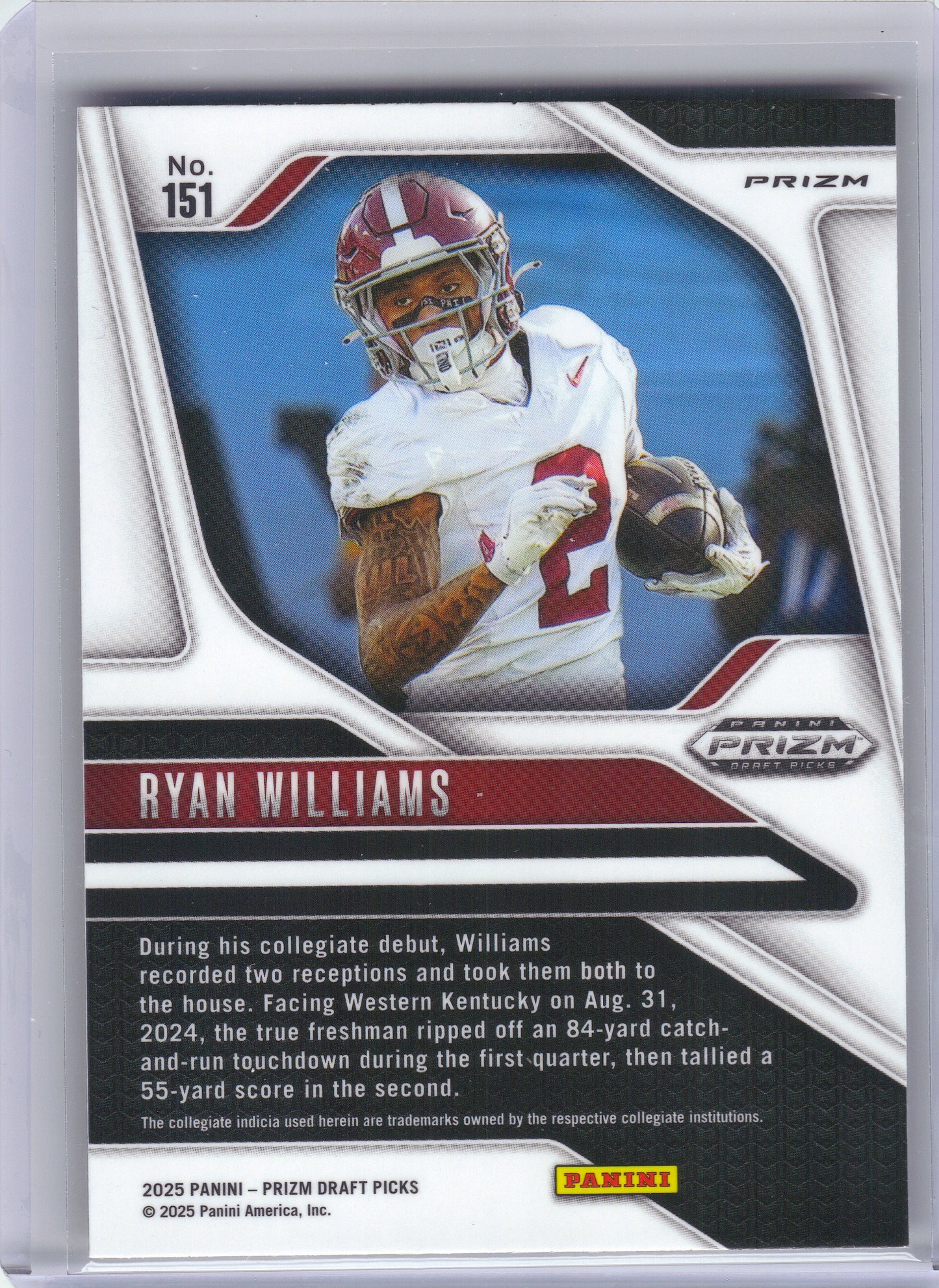 2025 Panini Prizm Draft Picks #151 Ryan Williams Prizms Gold Ice Alabama Crimson Tide