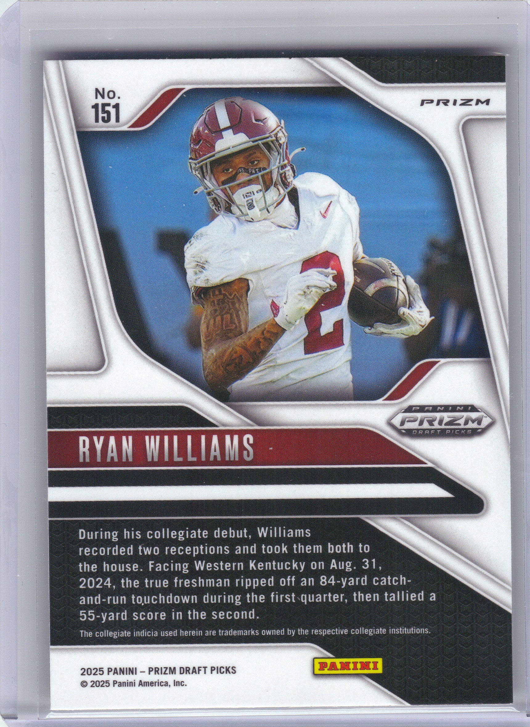 2025 Panini Prizm Draft Picks #151 Ryan Williams Prizms Gold Ice Alabama Crimson Tide