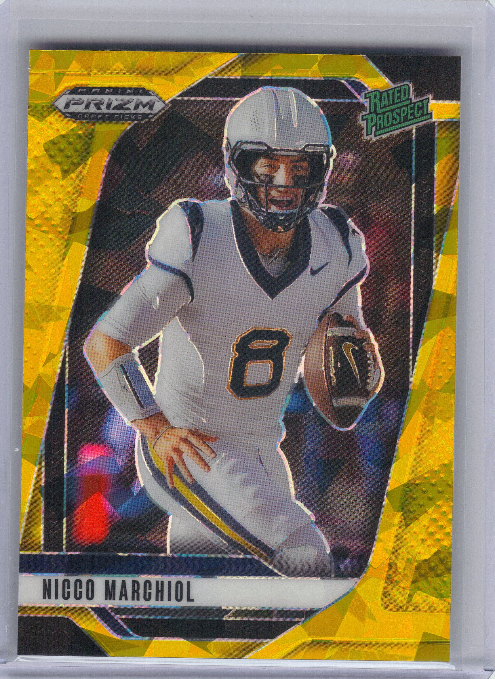 2025 Panini Prizm Draft Picks #170 Nicco Marchiol Prizms Gold Ice West Virginia Mountaineers