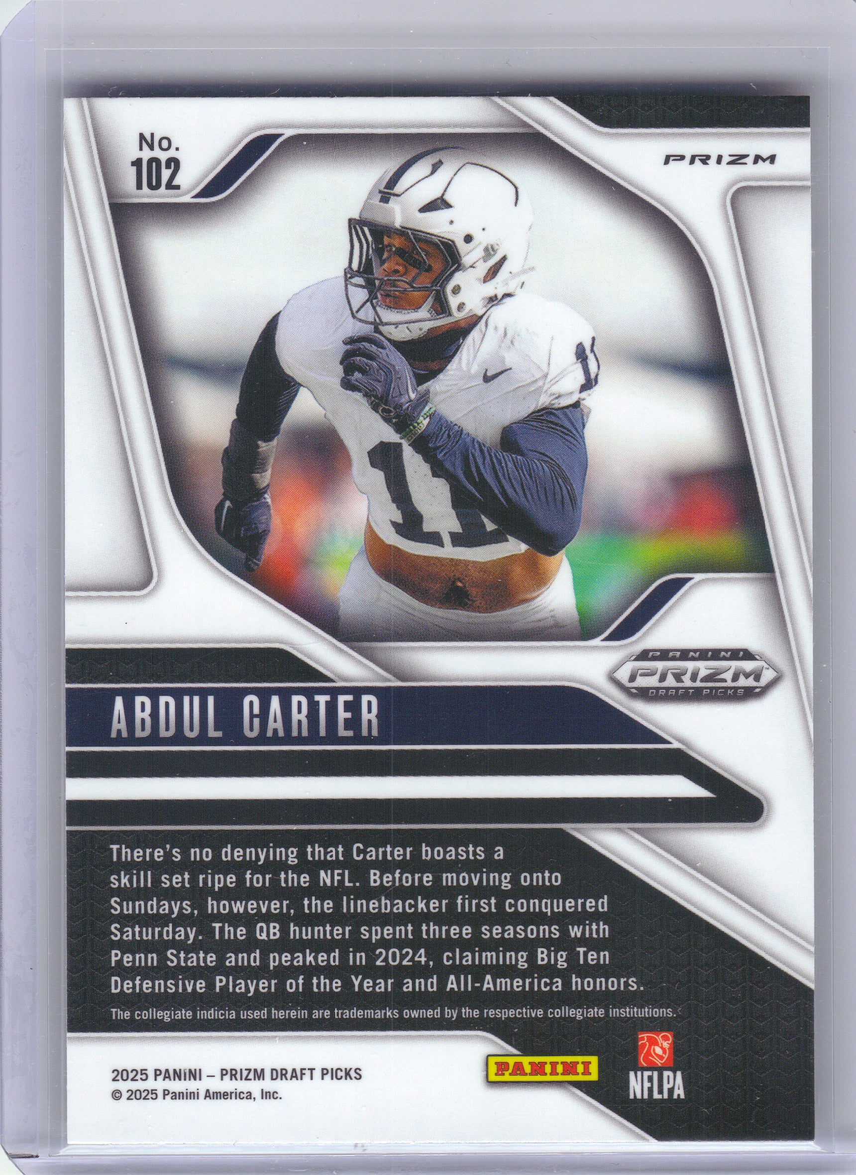 2025 Panini Prizm Draft Picks #102 Abdul Carter Prizms Gold Ice Penn State Nittany Lions