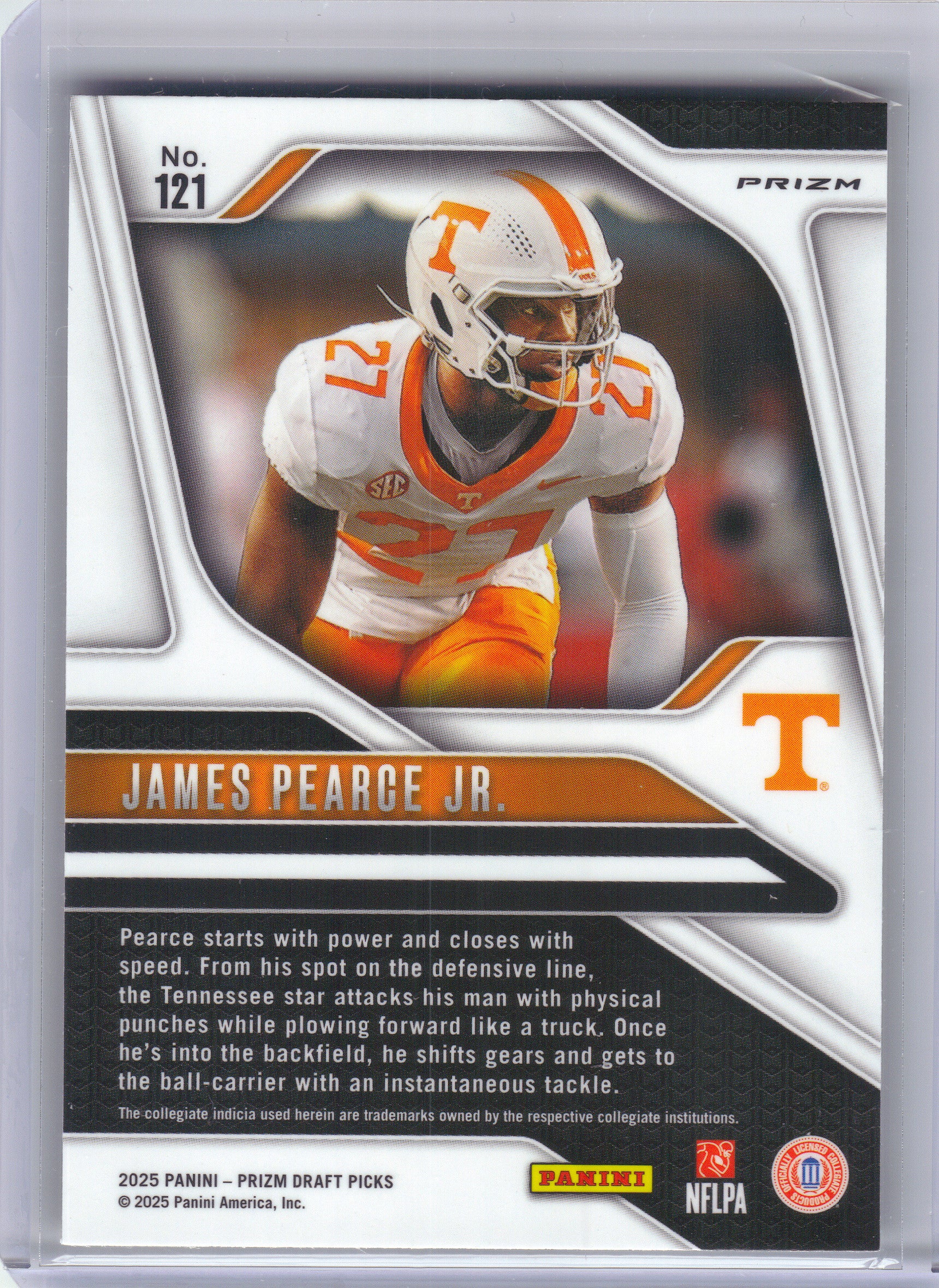 2025 Panini Prizm Draft Picks #121 James Pearce Jr. Prizms Gold Ice Tennessee Volunteers