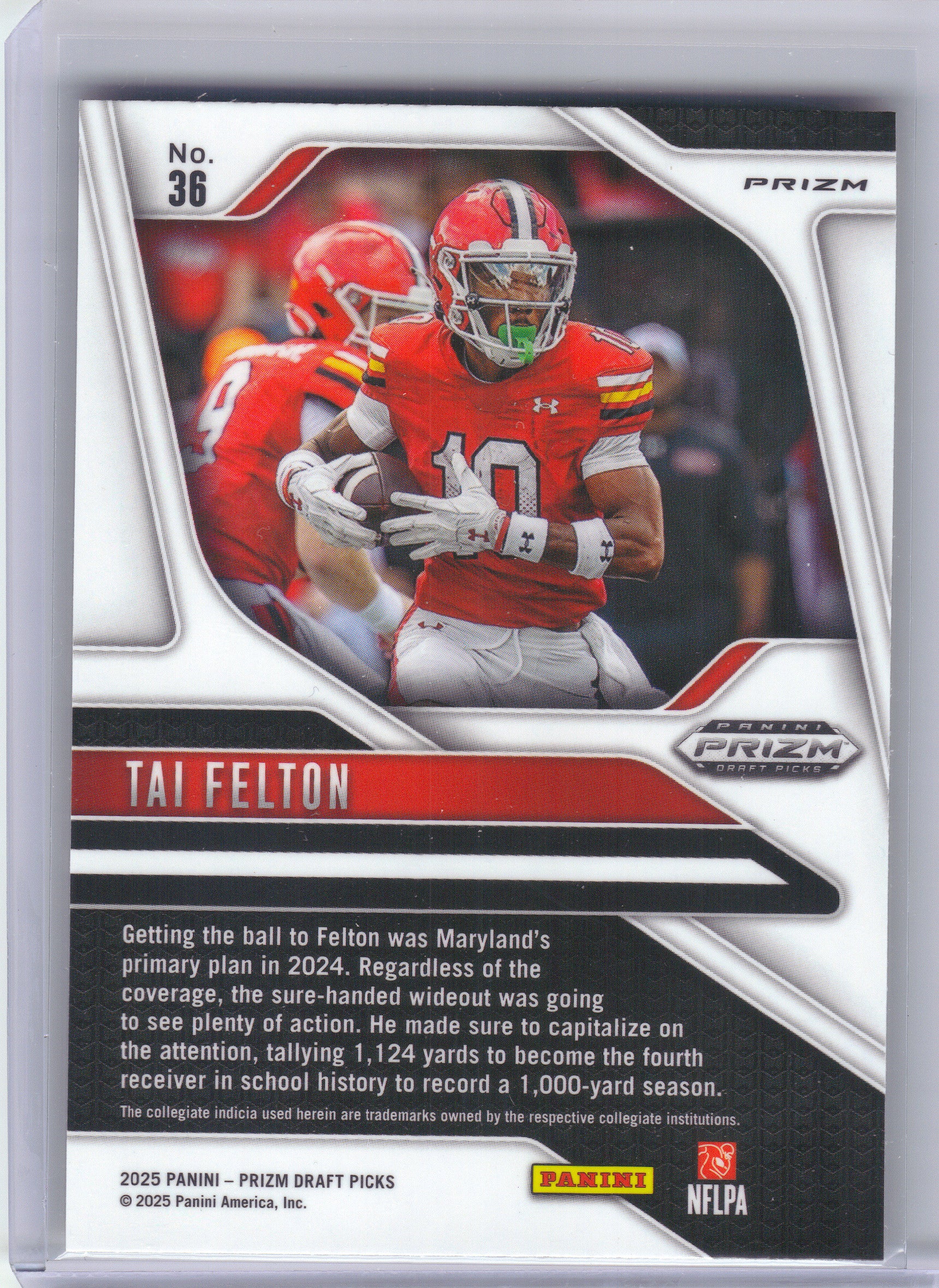 2025 Panini Prizm Draft Picks #36 Tai Felton Prizms Gold Ice Maryland Terrapins