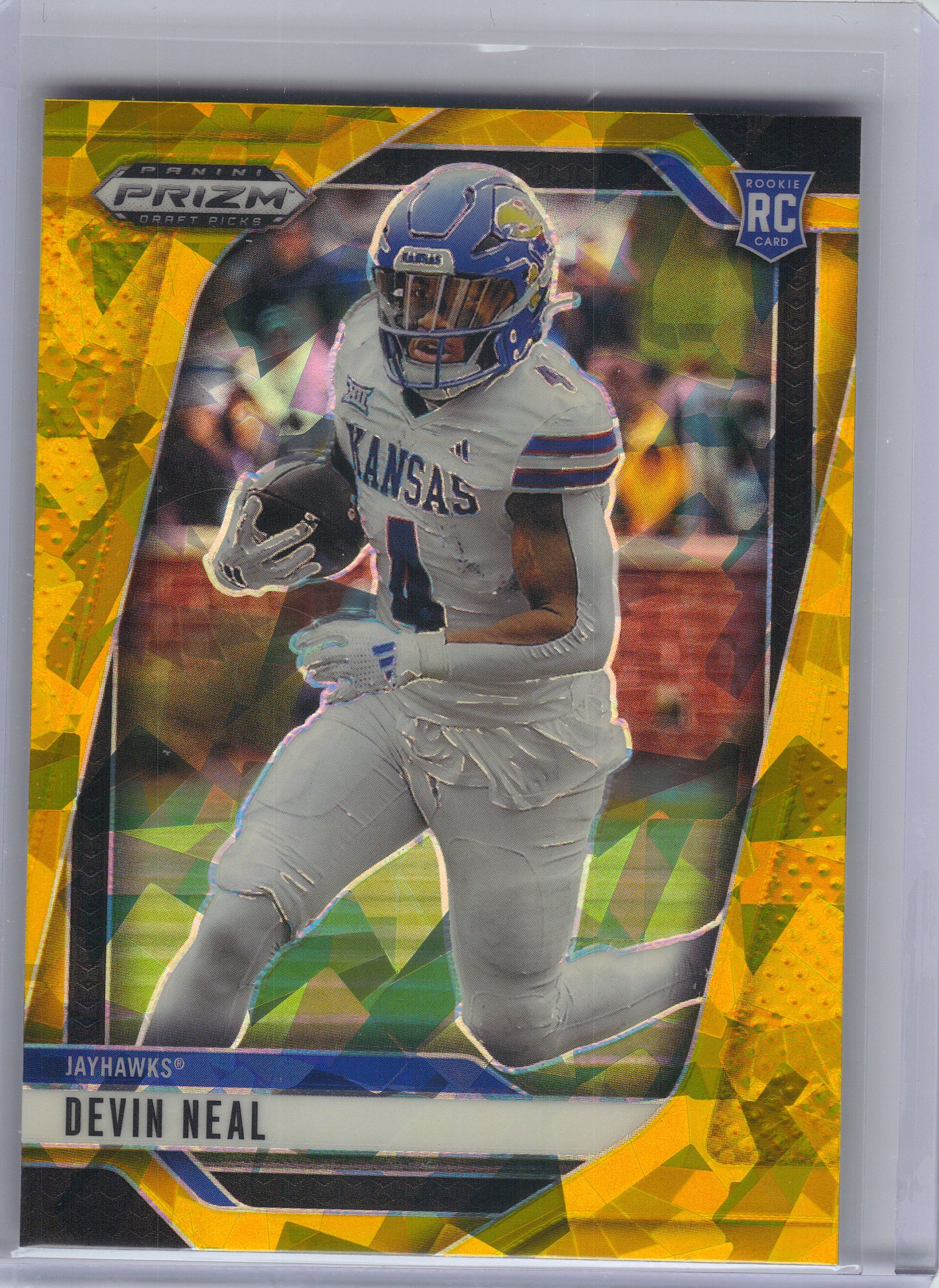 2025 Panini Prizm Draft Picks #43 Devin Neal Prizms Gold Ice Kansas Jayhawks