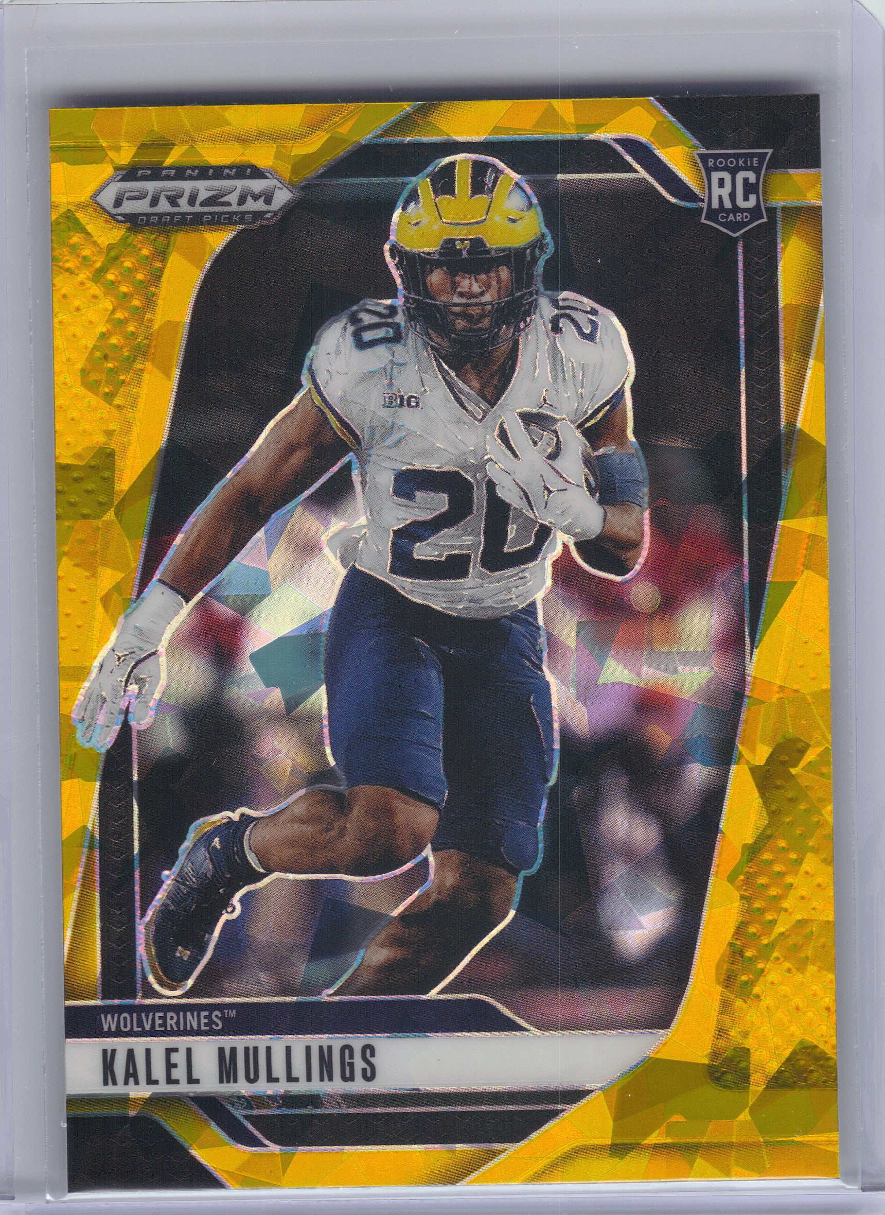 2025 Panini Prizm Draft Picks #64 Kalel Mullings Prizms Gold Ice Michigan Wolverines