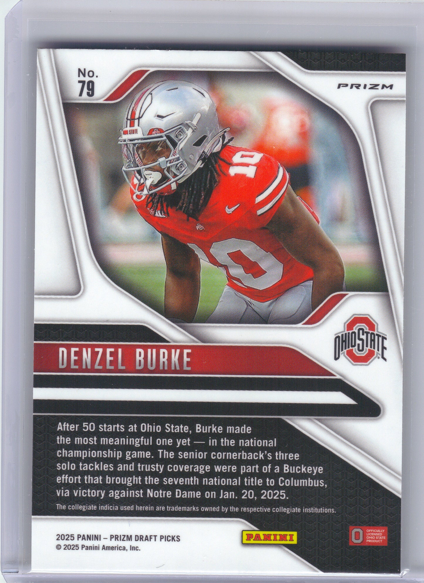 2025 Panini Prizm Draft Picks #79 Denzel Burke Prizms Gold Ice Ohio State Buckeyes